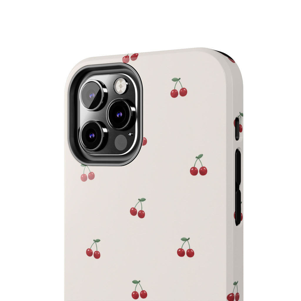 Cherry Pattern Tough Phone Case — Durable Cute Fruit Phone Cover
