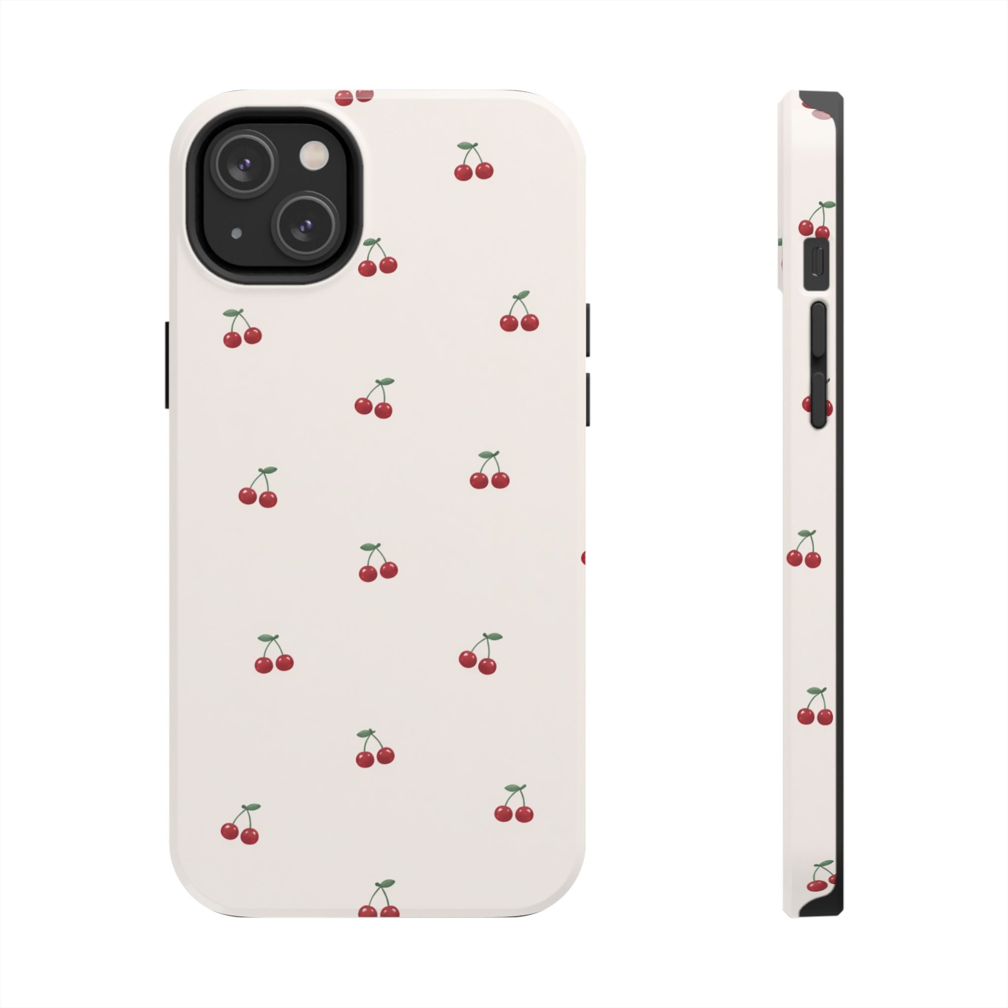 Cherry Pattern Tough Phone Case — Durable Cute Fruit Phone Cover