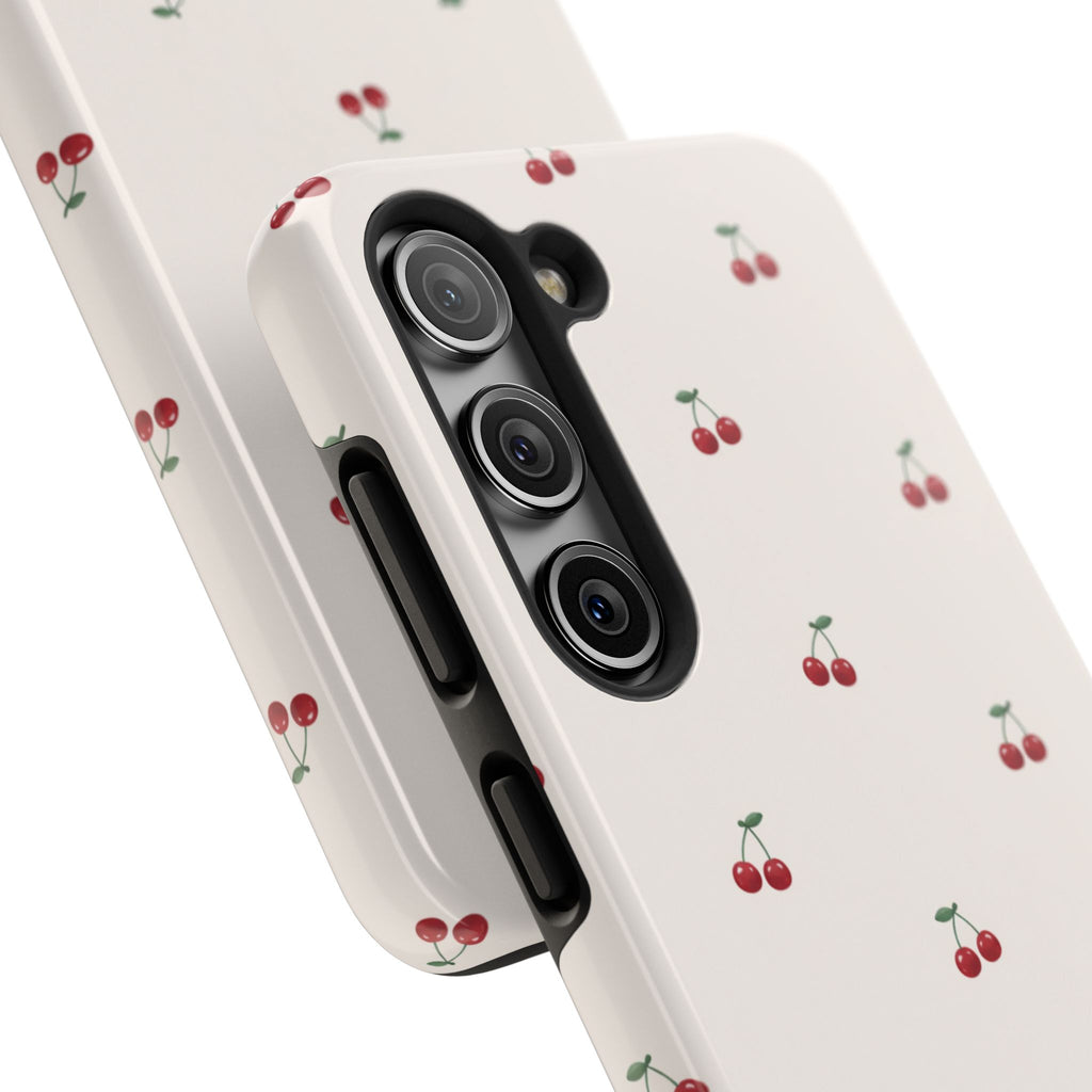 Cherry Pattern Tough Phone Case — Durable Cute Fruit Phone Cover