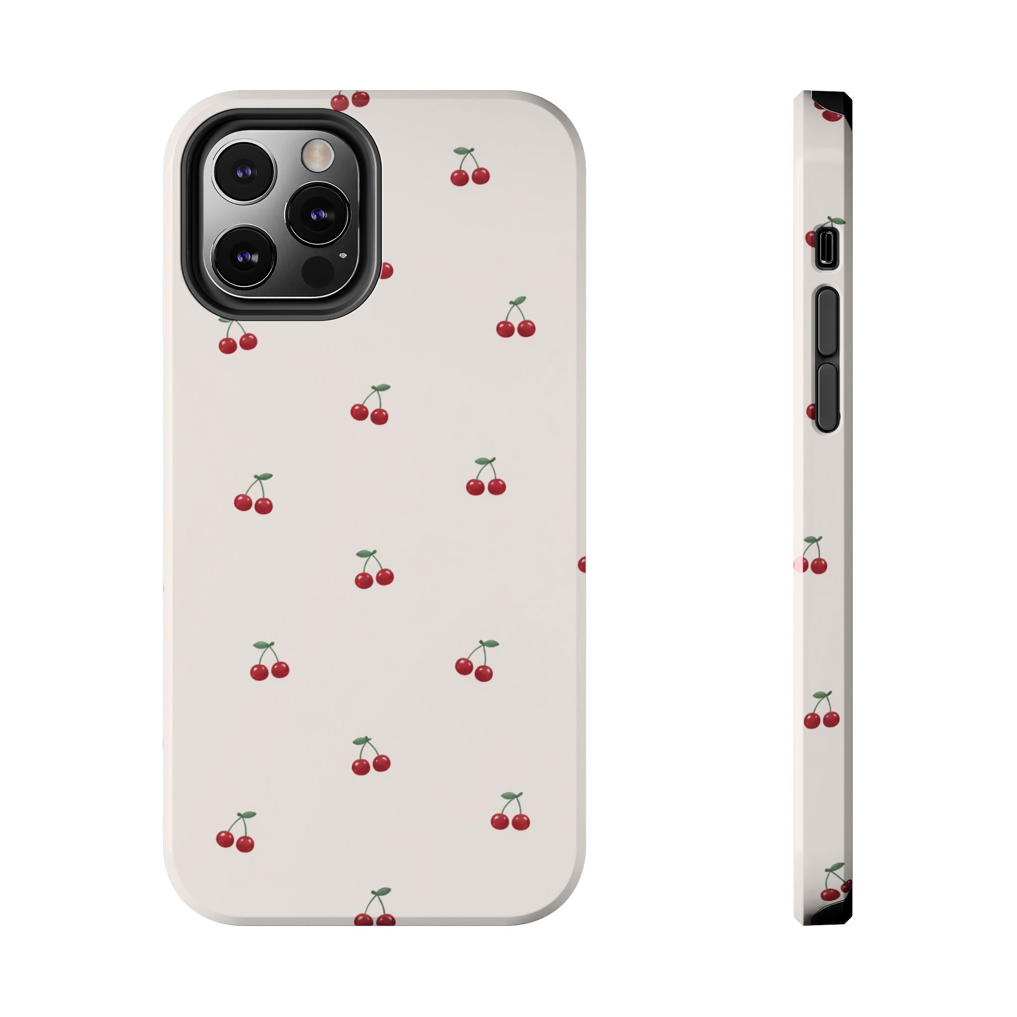 Cherry Pattern Tough Phone Case — Durable Cute Fruit Phone Cover