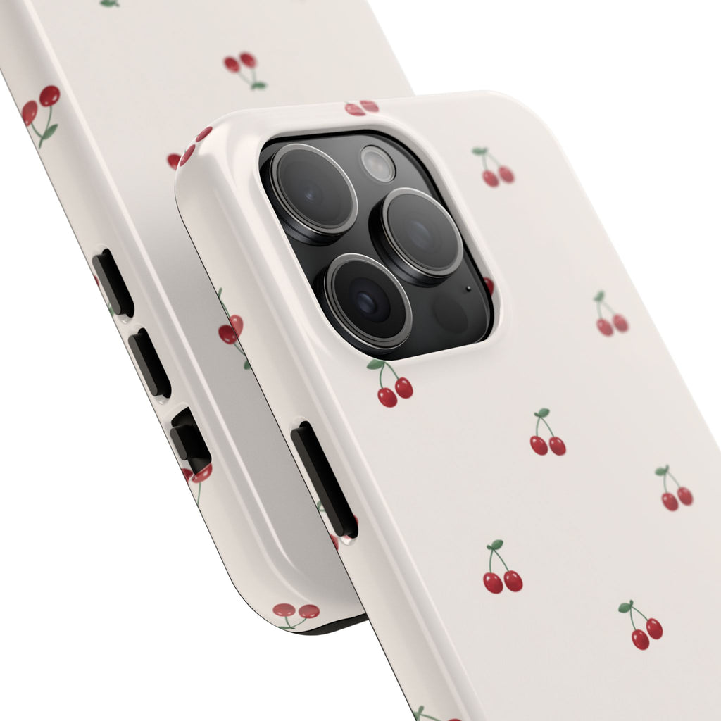 Cherry Pattern Tough Phone Case — Durable Cute Fruit Phone Cover