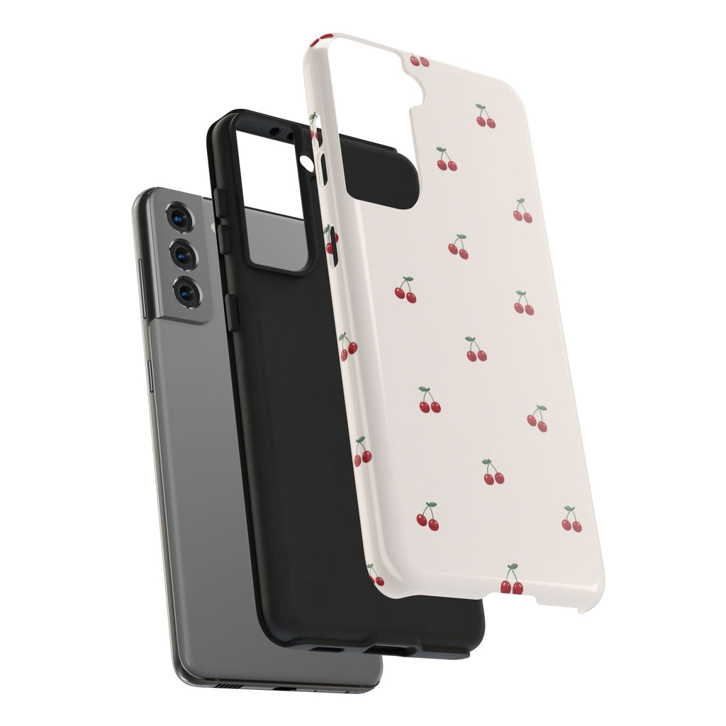 Cherry Pattern Tough Phone Case — Durable Cute Fruit Phone Cover
