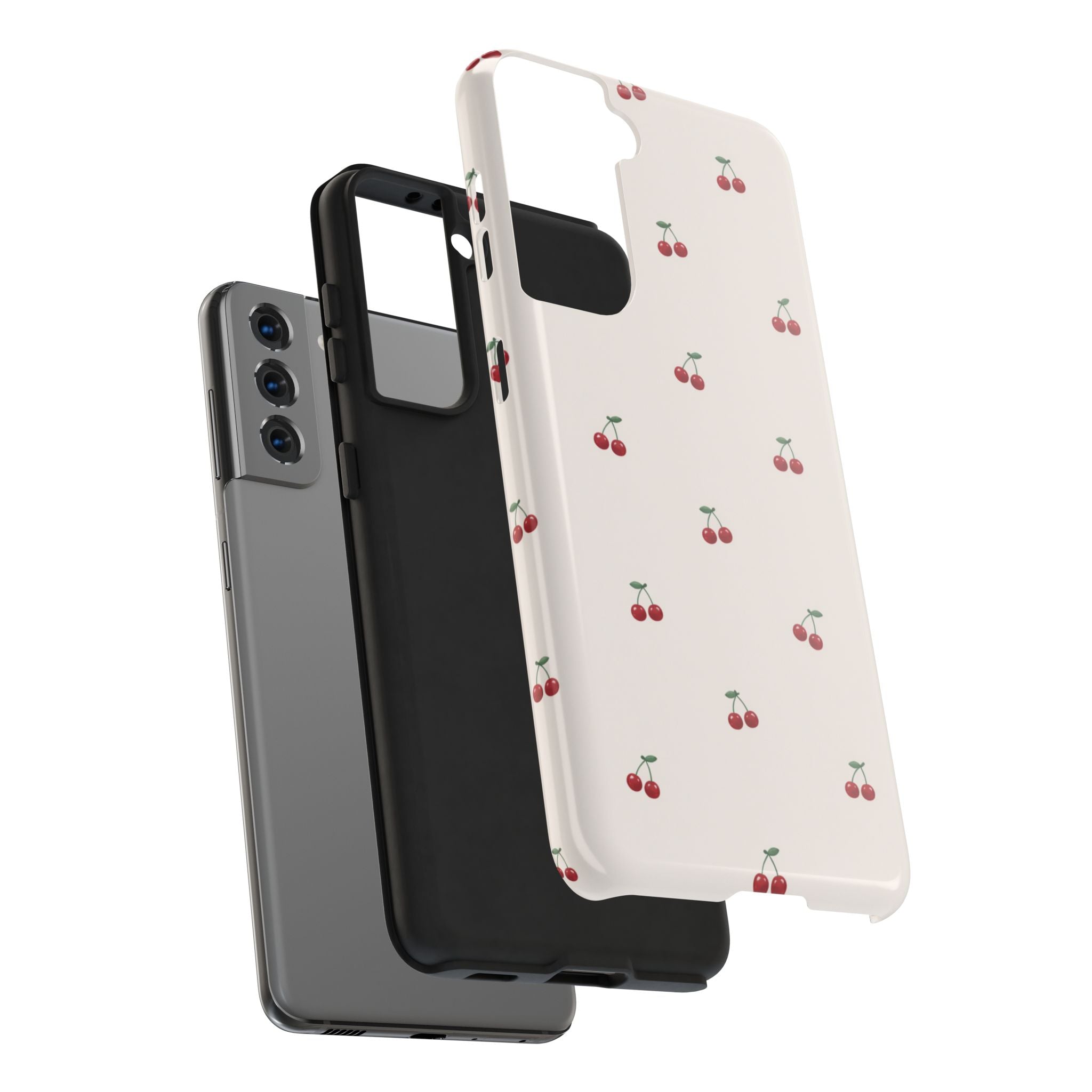 Cherry Pattern Tough Phone Case — Durable Cute Fruit Phone Cover