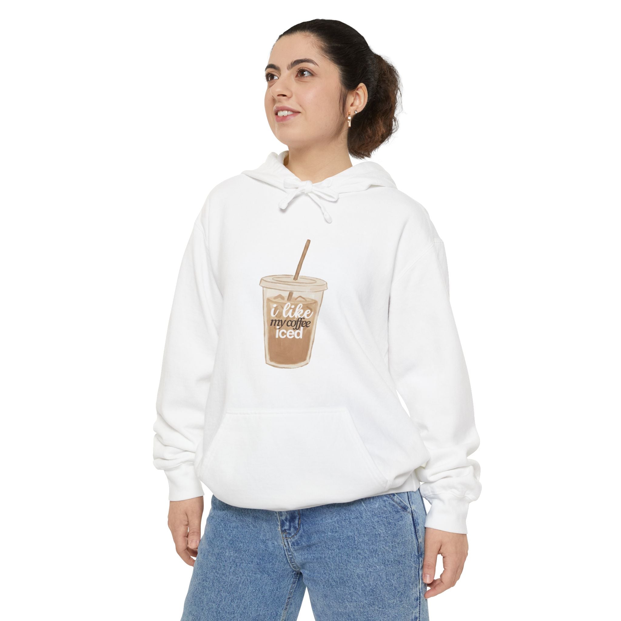 I Like My Coffee Iced Hoodie — Women's Aesthetic Iced Coffee Graphic Sweatshirt