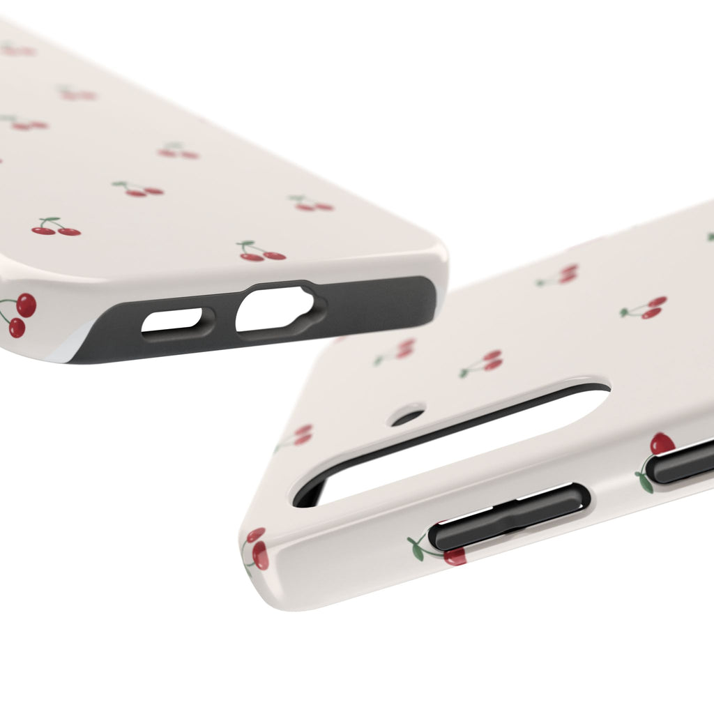 Cherry Pattern Tough Phone Case — Durable Cute Fruit Phone Cover