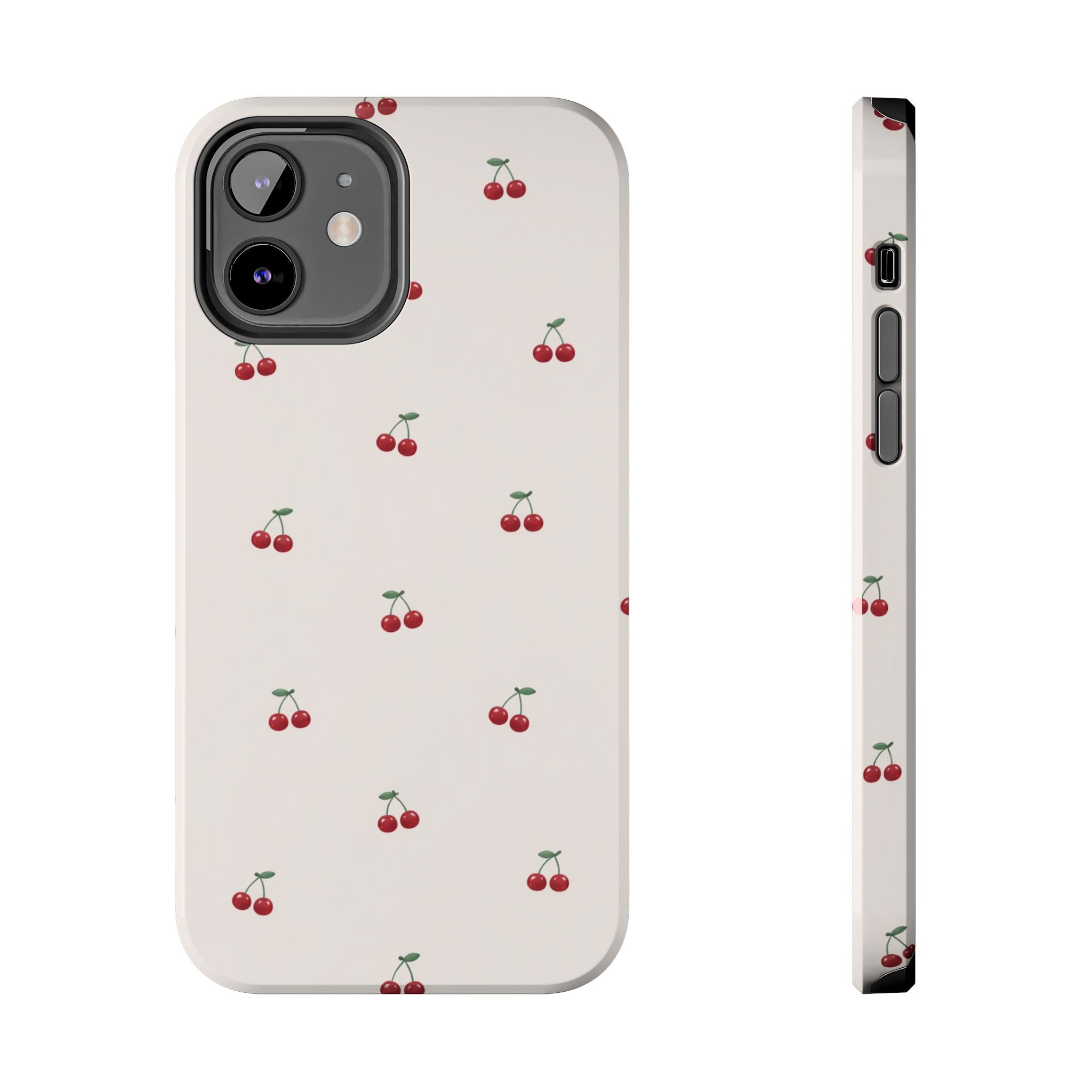 Cherry Pattern Tough Phone Case — Durable Cute Fruit Phone Cover