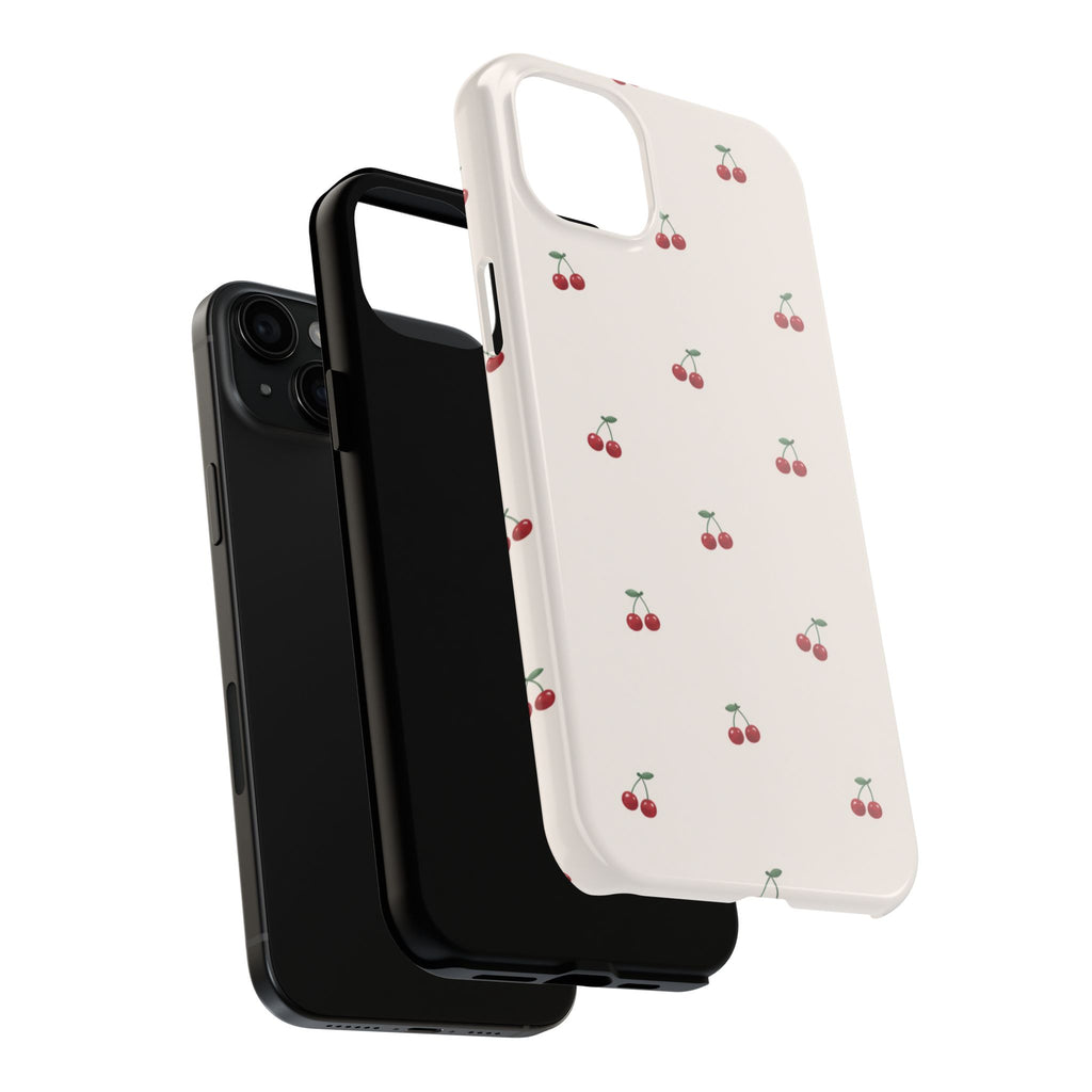 Cherry Pattern Tough Phone Case — Durable Cute Fruit Phone Cover