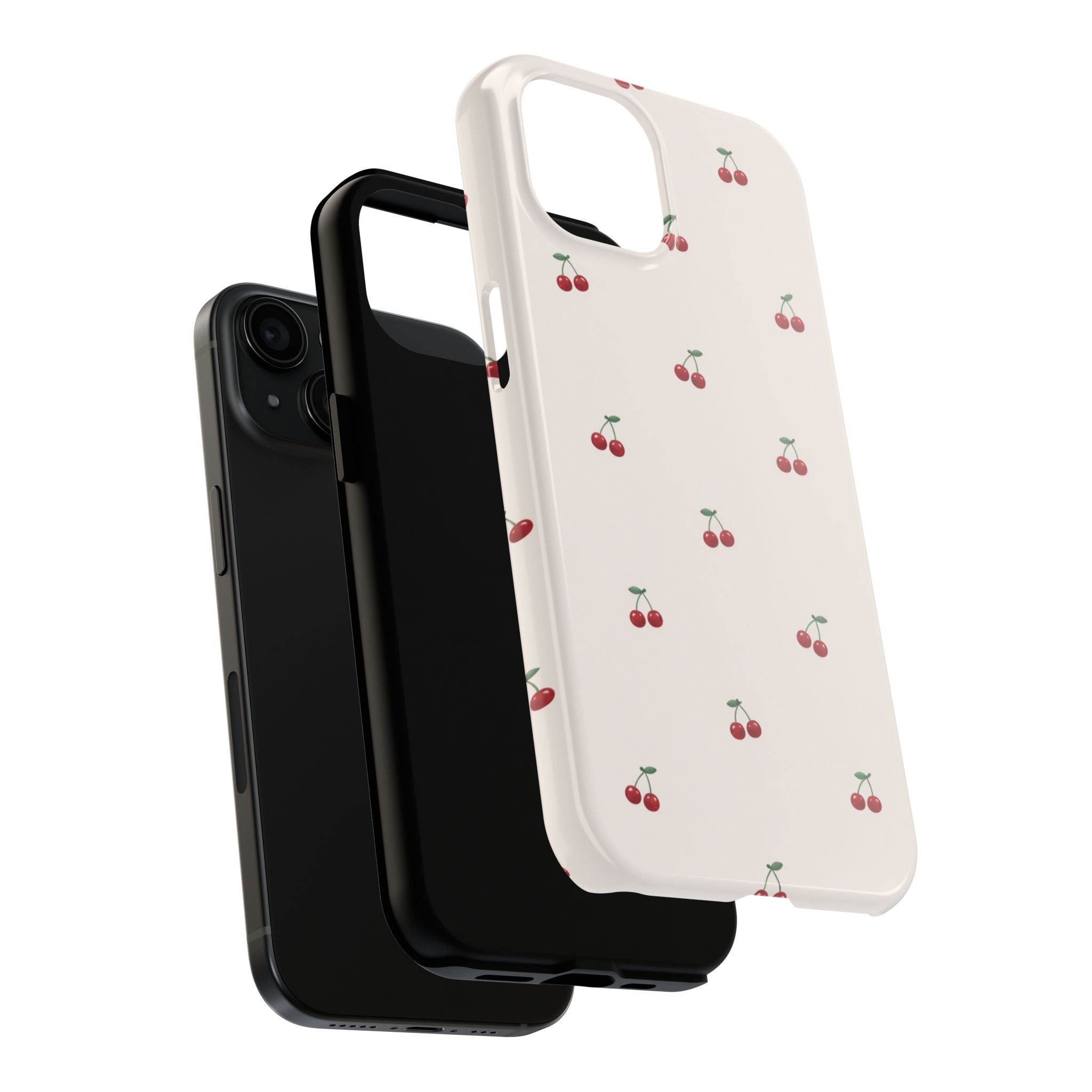 Cherry Pattern Tough Phone Case — Durable Cute Fruit Phone Cover