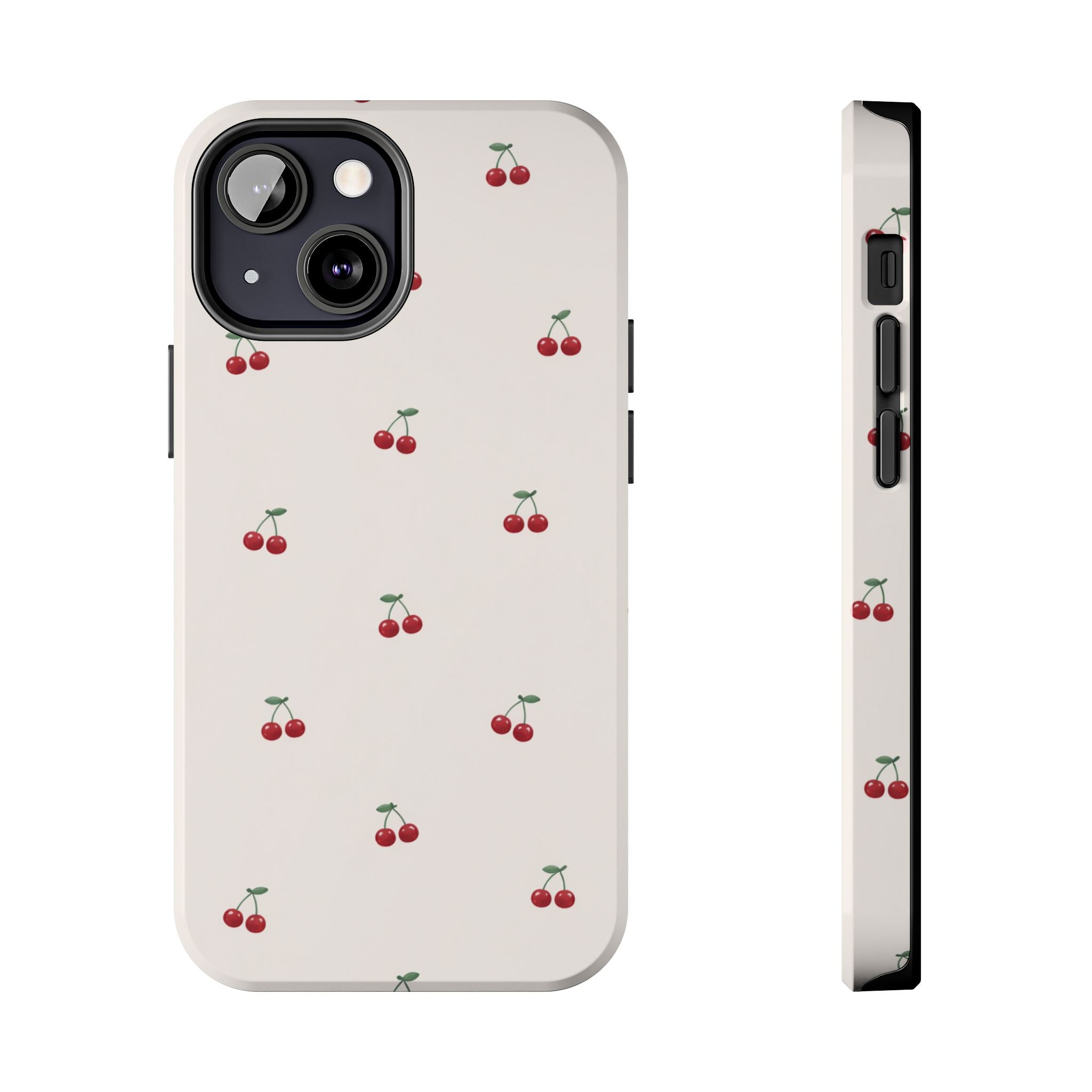 Cherry Pattern Tough Phone Case — Durable Cute Fruit Phone Cover