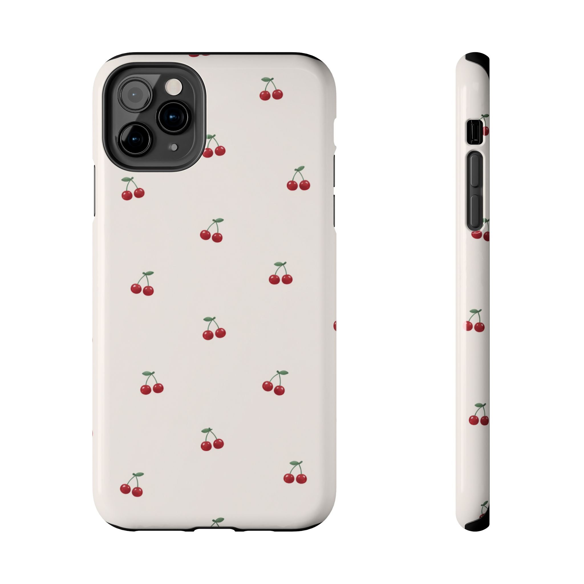 Cherry Pattern Tough Phone Case — Durable Cute Fruit Phone Cover