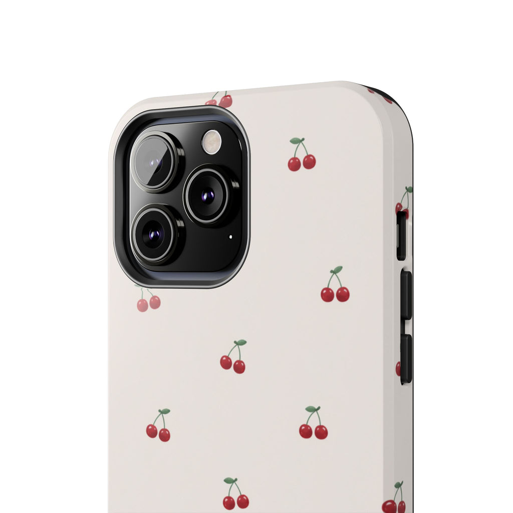 Cherry Pattern Tough Phone Case — Durable Cute Fruit Phone Cover