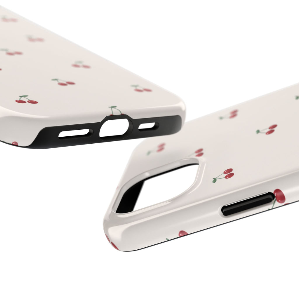 Cherry Pattern Tough Phone Case — Durable Cute Fruit Phone Cover