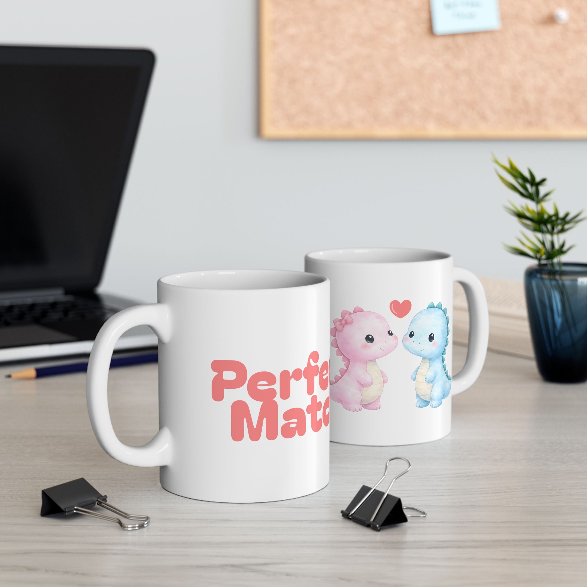 The "Perfect Match" Watercolor Dino Mug | A Sweet Anniversary & Valentine’s Gift