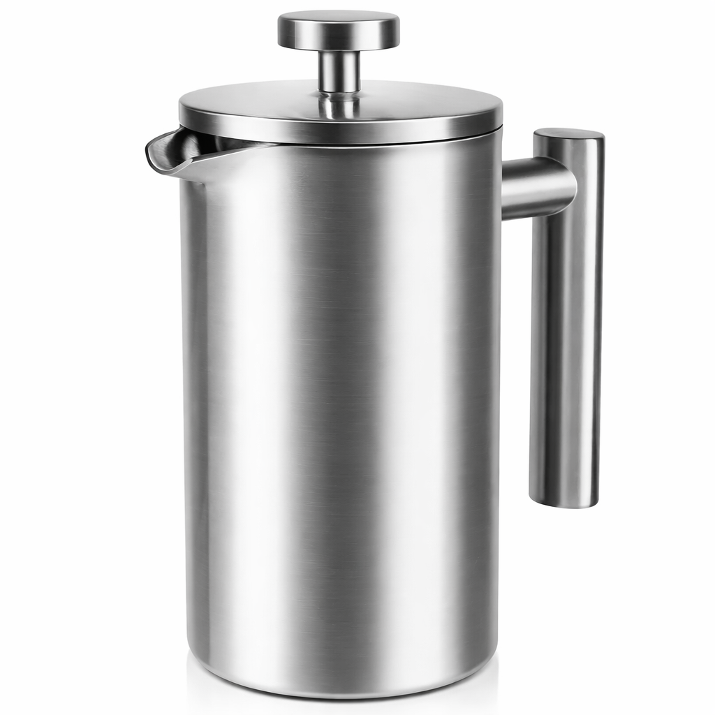French Press Coffee Maker — Double Wall Stainless Steel (1L)