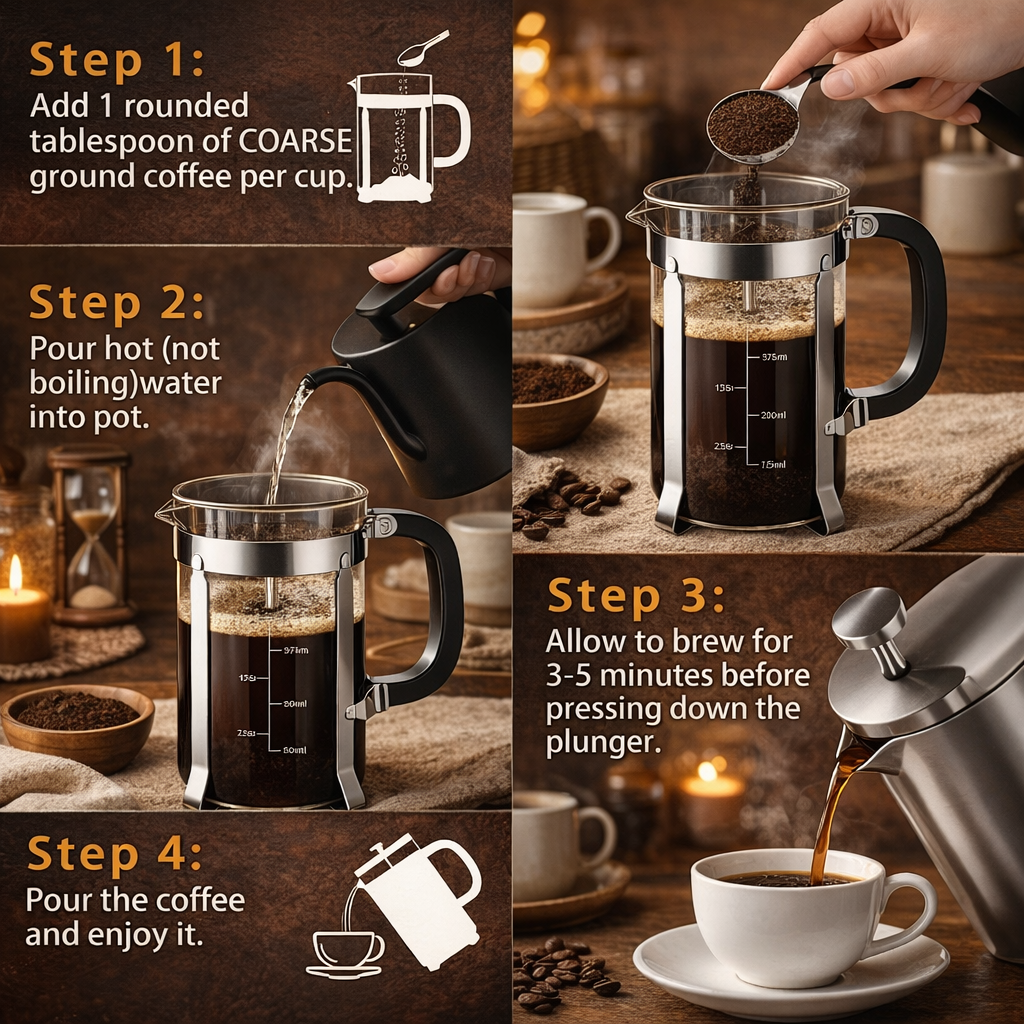 French Press Coffee Maker — Glass & Stainless Steel (Multiple Sizes)