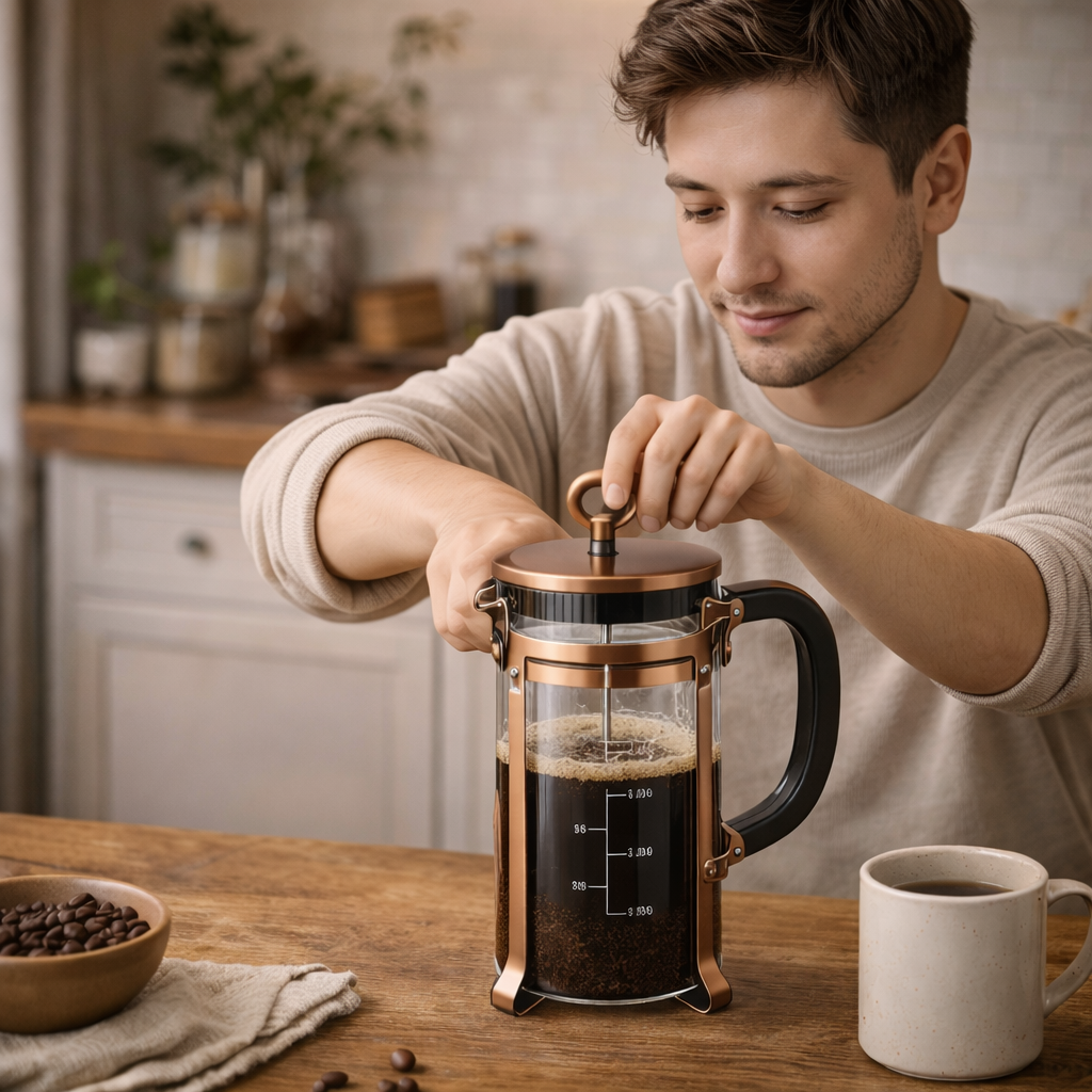 French Press Coffee Maker — Glass & Stainless Steel (Multiple Sizes)