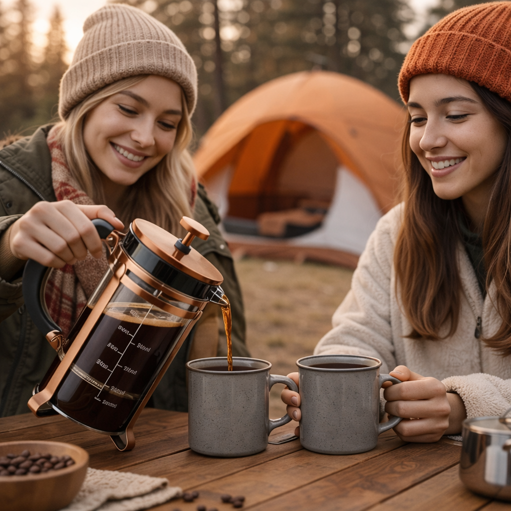 French Press Coffee Maker — Glass & Stainless Steel (34oz)