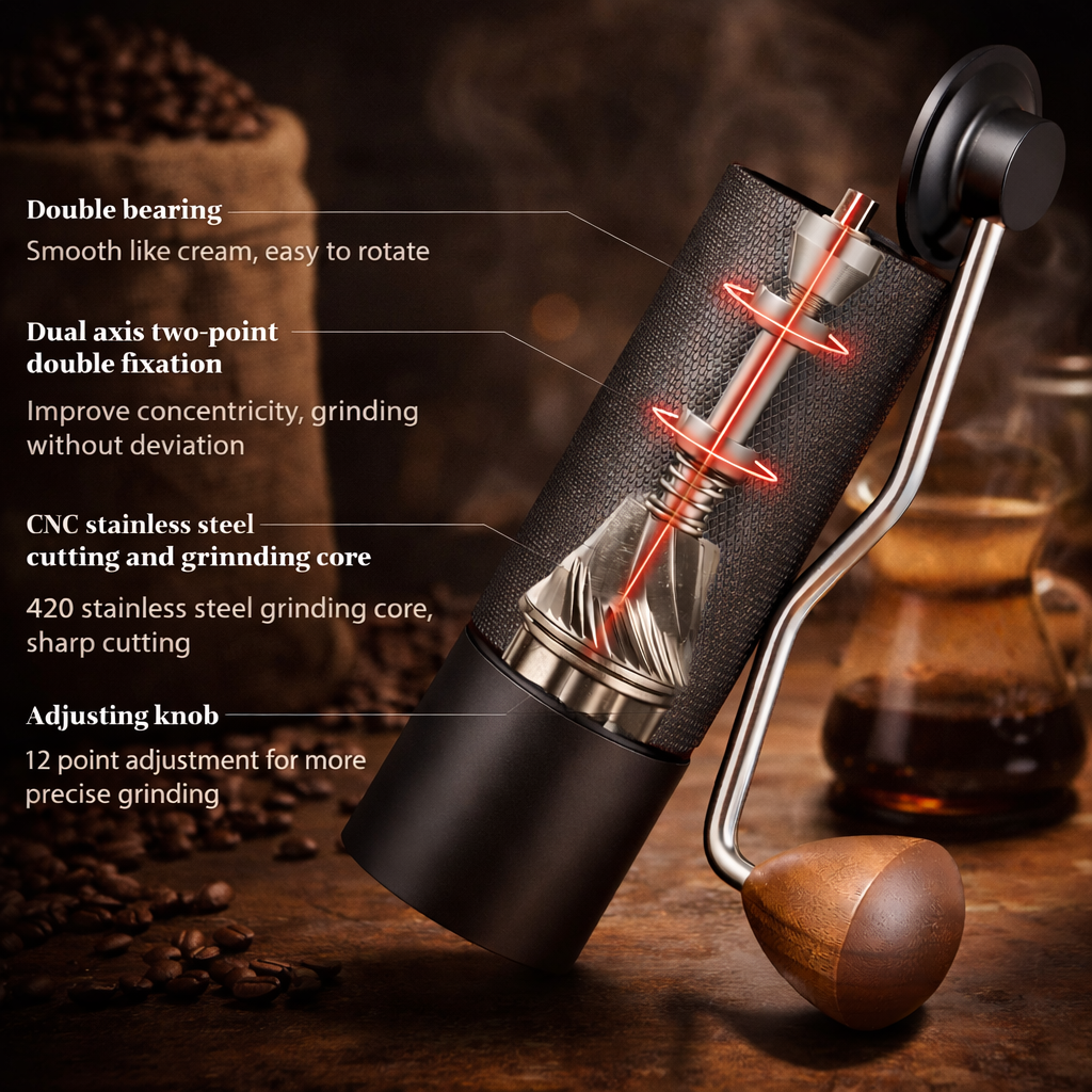 Manual Coffee Grinder — Stainless Steel Burr