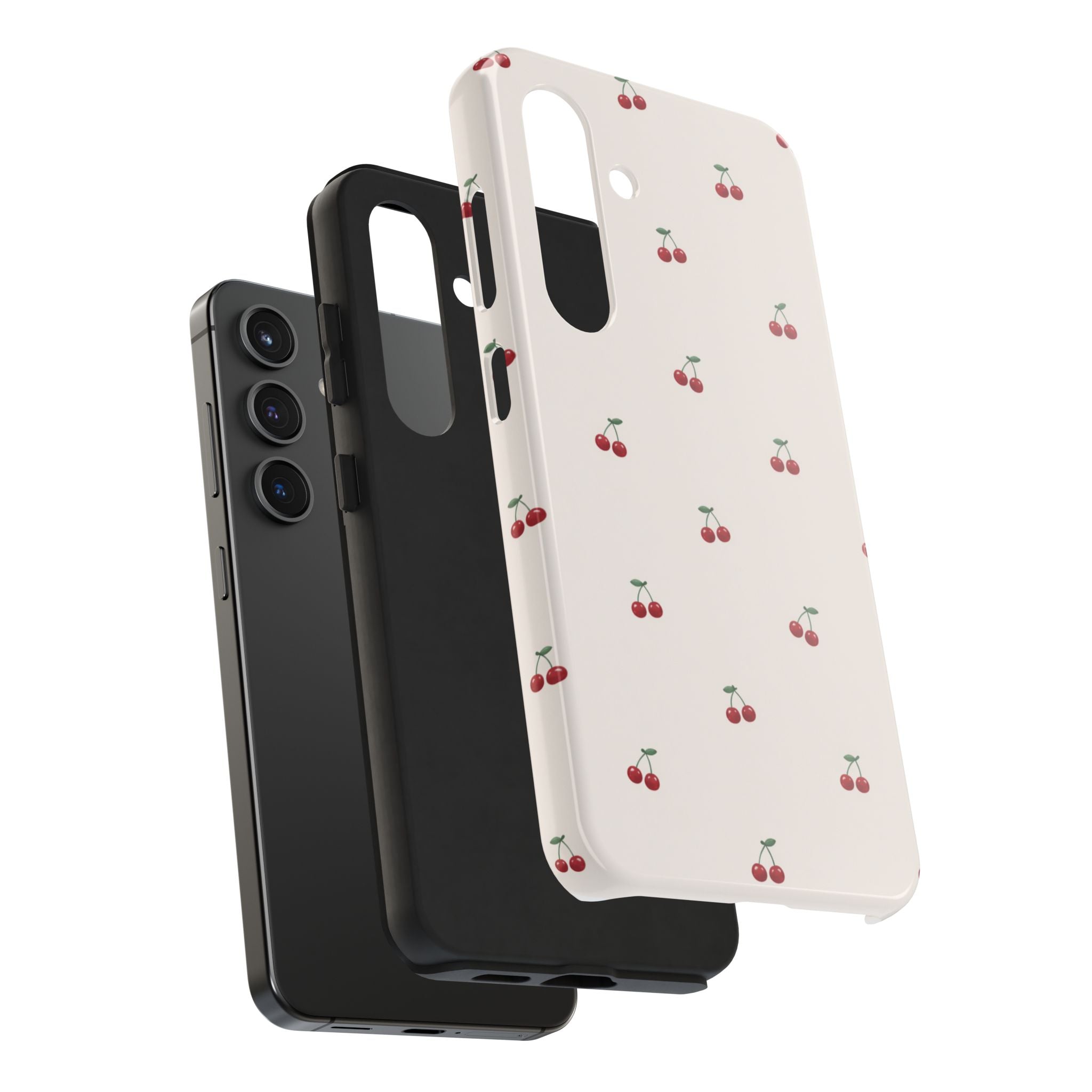 Cherry Pattern Tough Phone Case — Durable Cute Fruit Phone Cover