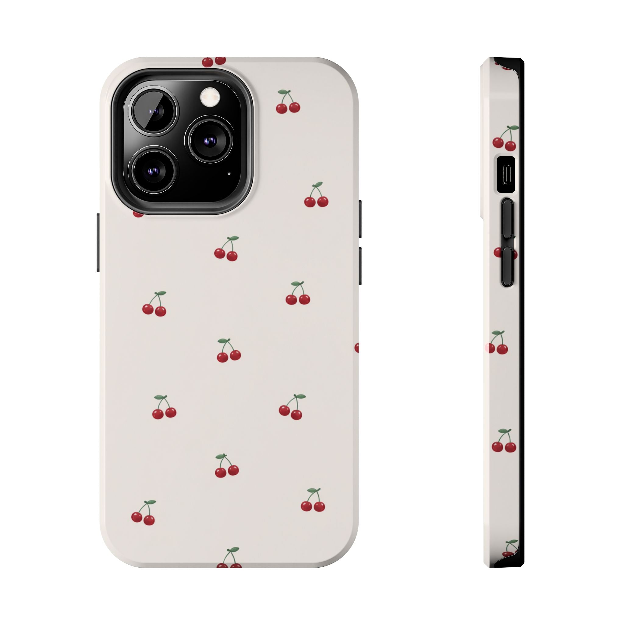 Cherry Pattern Tough Phone Case — Durable Cute Fruit Phone Cover