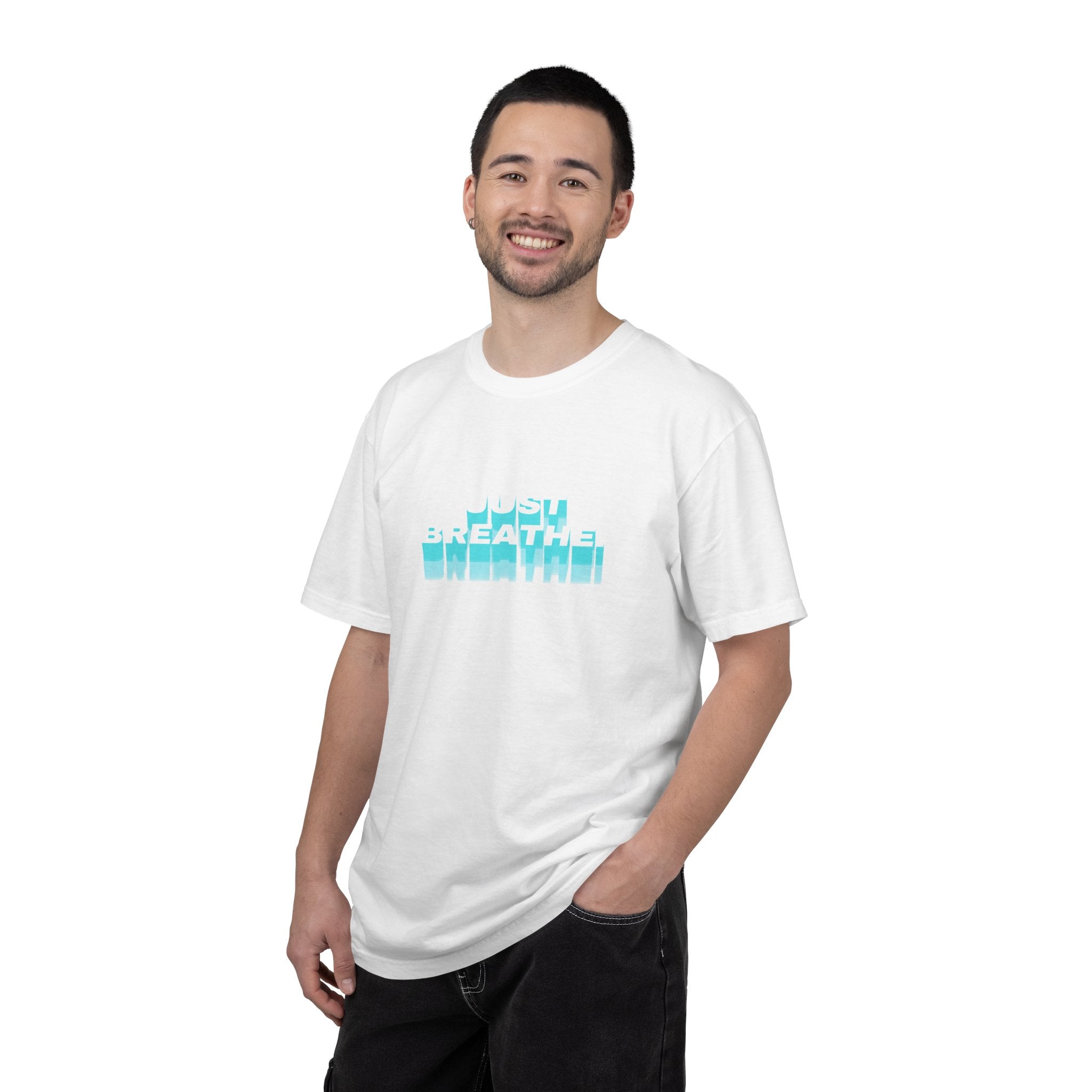 Breathe Graphic T-Shirt — Chill Ocean Blue Typography Tee