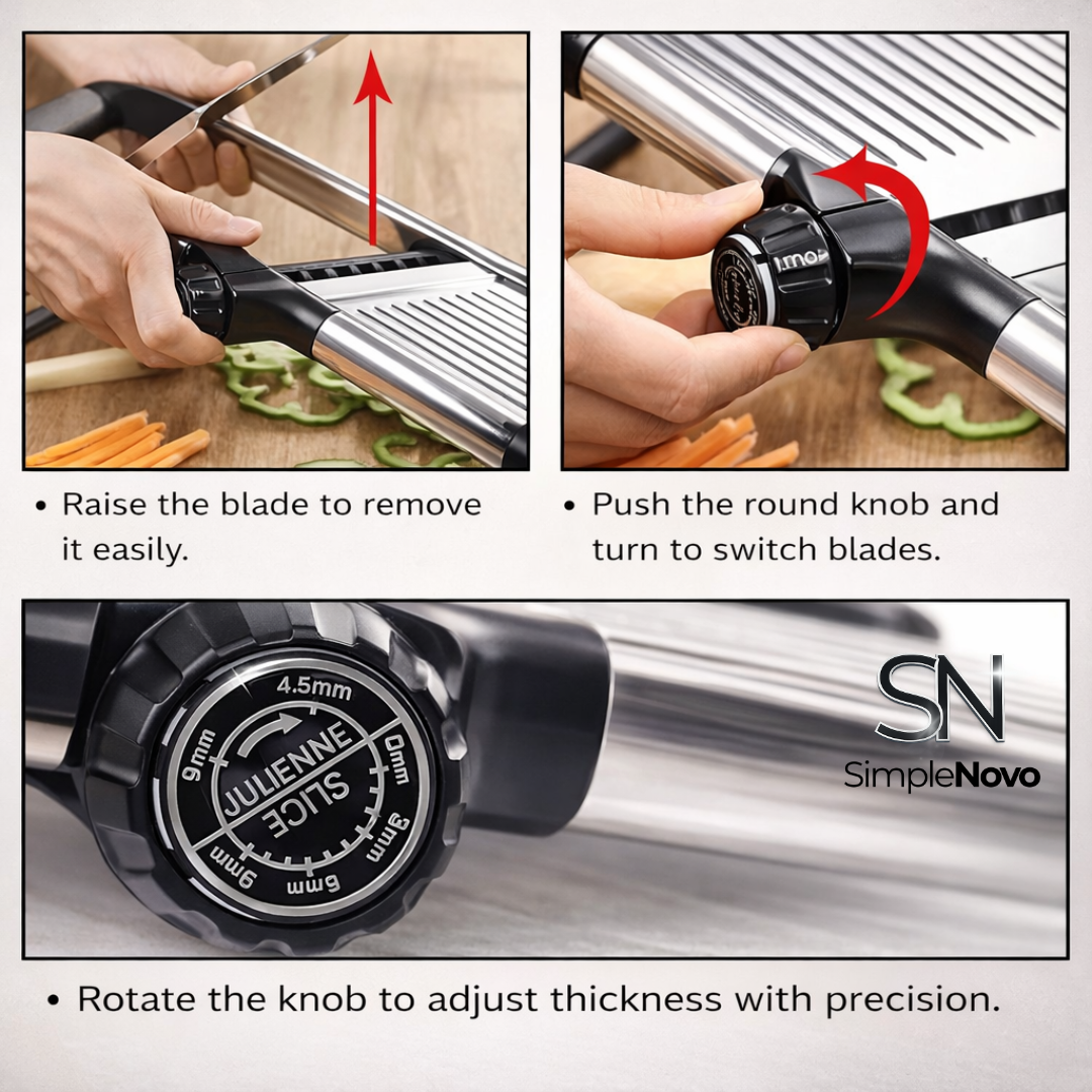 Adjustable Mandoline Slicer | Stainless Steel Kitchen Vegetable Cutter