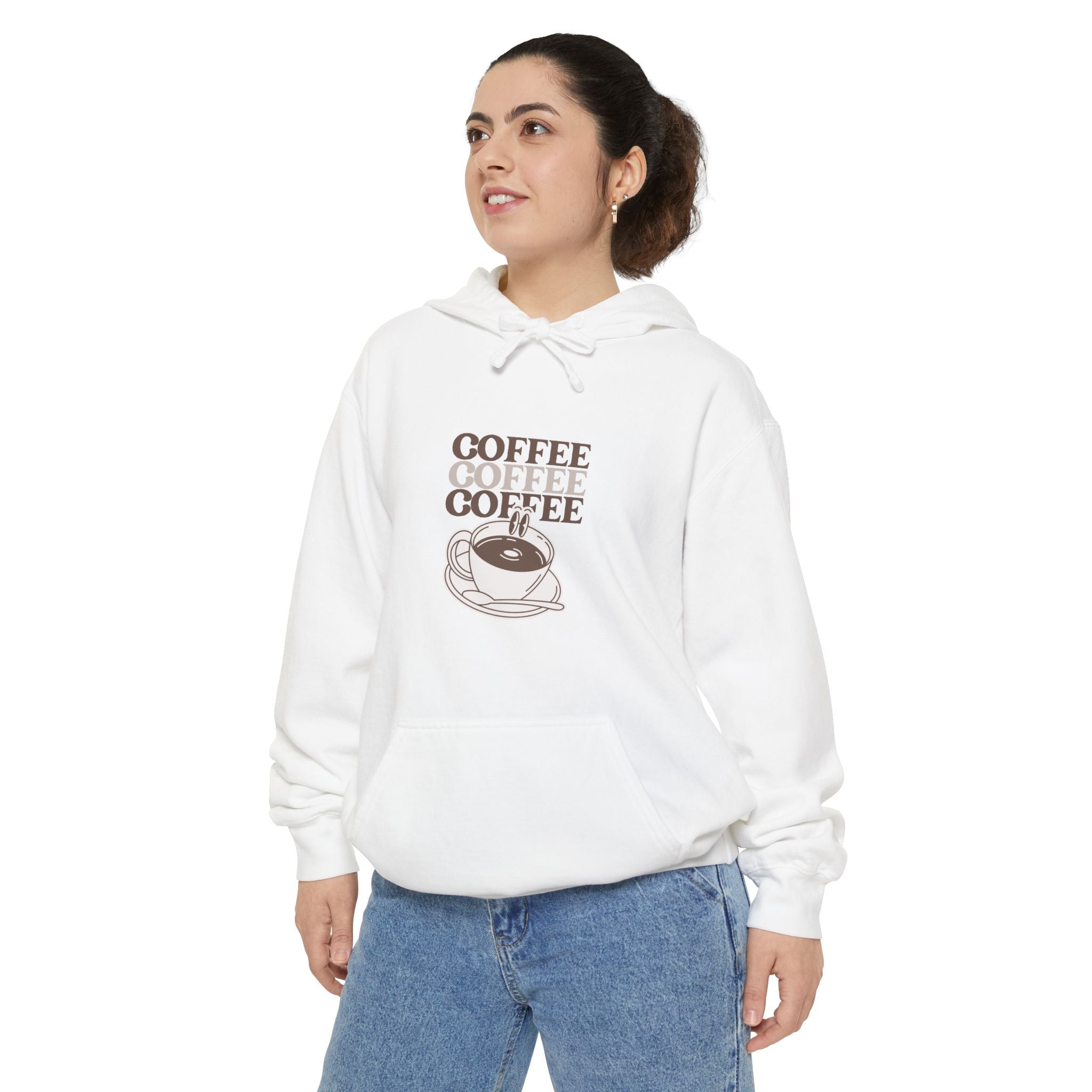 Coffee Lover Hoodie — "Coffee Coffee Coffee" Retro Cup Graphic