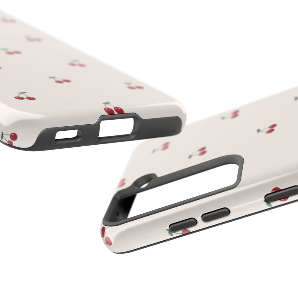 Cherry Pattern Tough Phone Case — Durable Cute Fruit Phone Cover