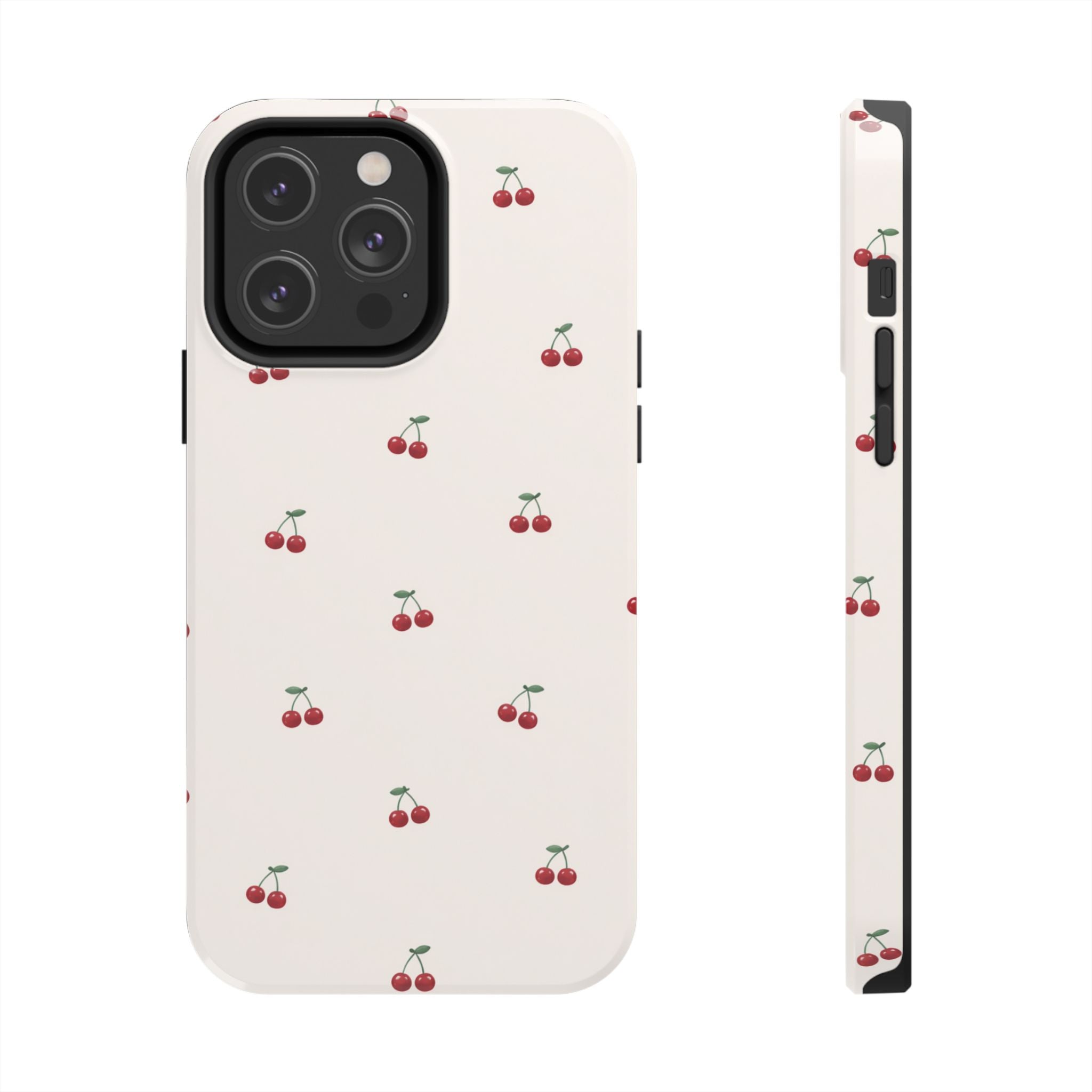 Cherry Pattern Tough Phone Case — Durable Cute Fruit Phone Cover