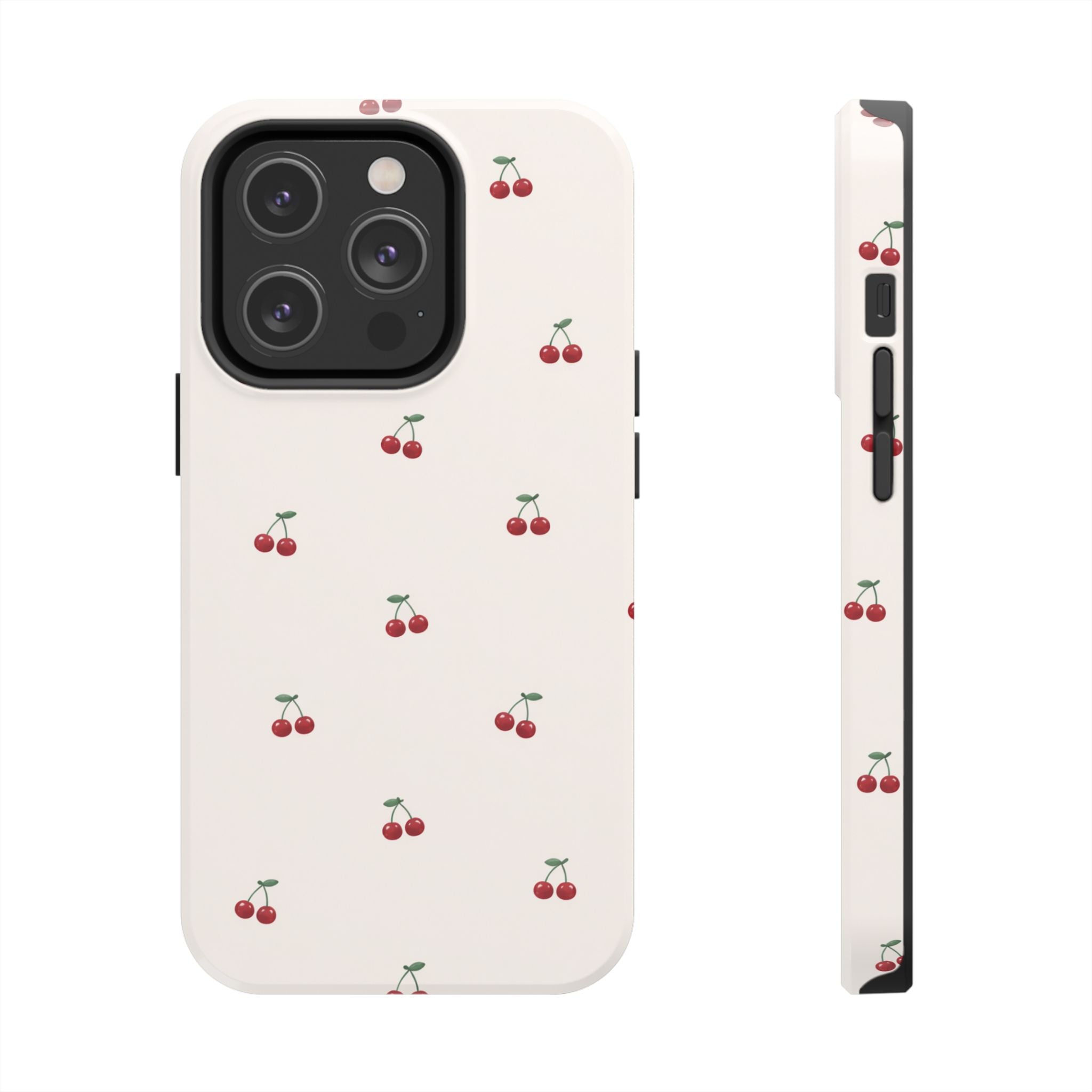 Cherry Pattern Tough Phone Case — Durable Cute Fruit Phone Cover