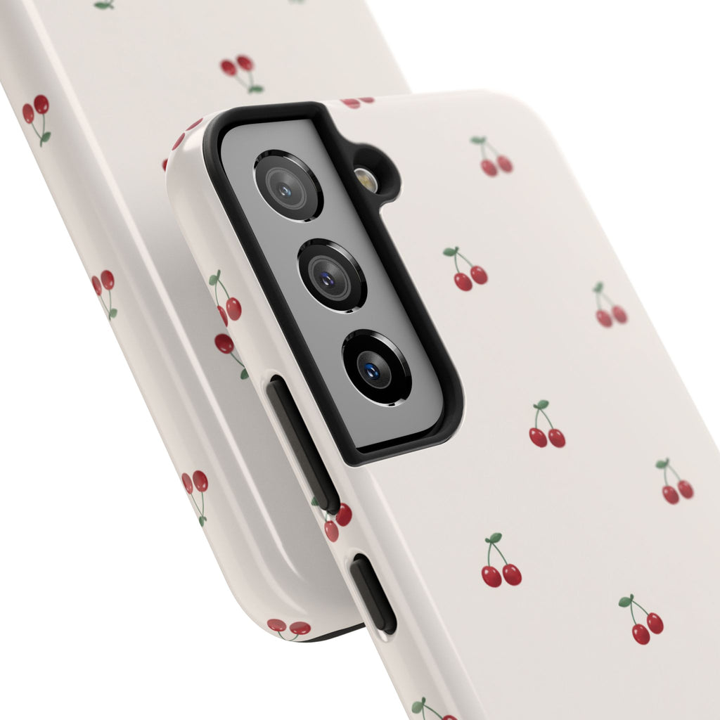 Cherry Pattern Tough Phone Case — Durable Cute Fruit Phone Cover