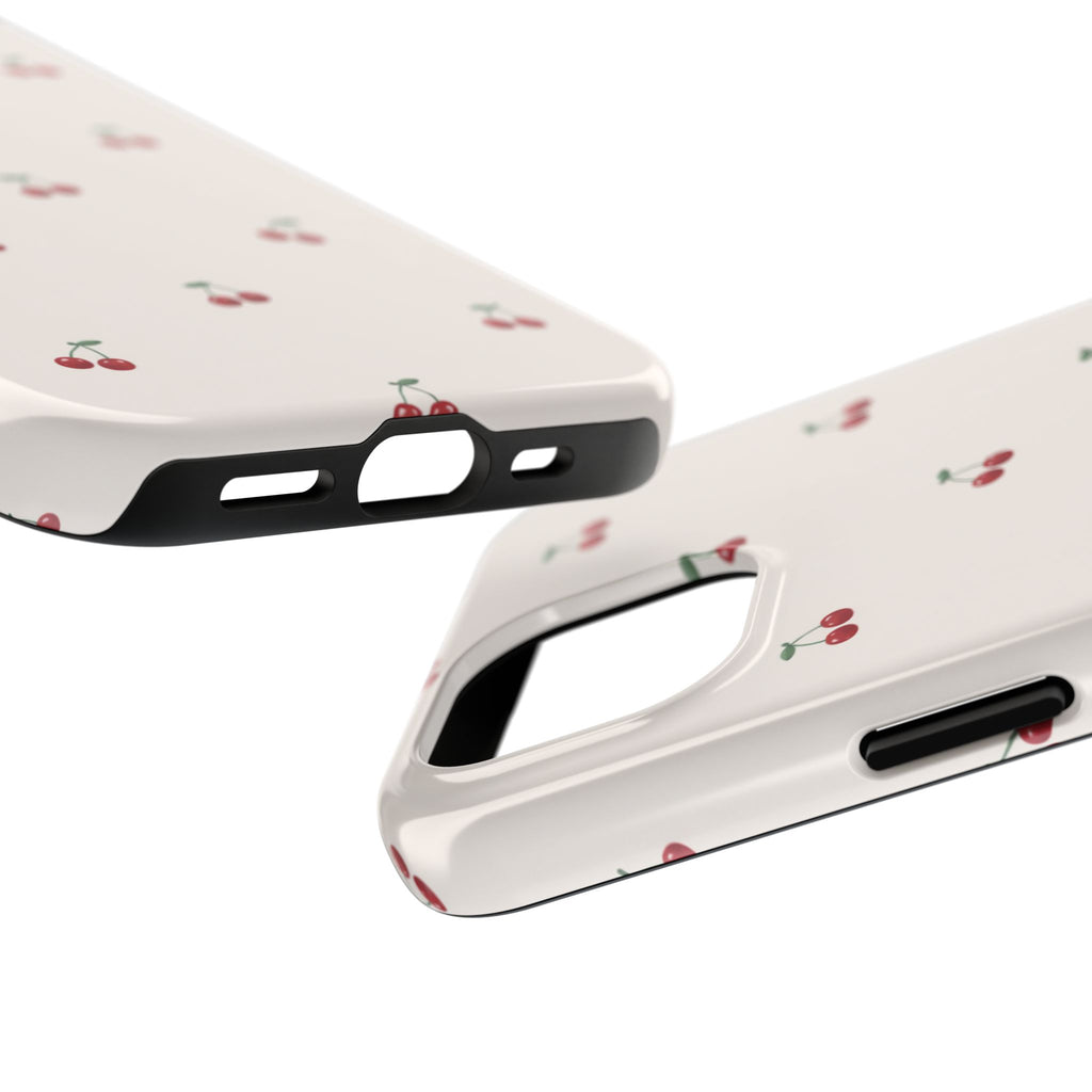 Cherry Pattern Tough Phone Case — Durable Cute Fruit Phone Cover
