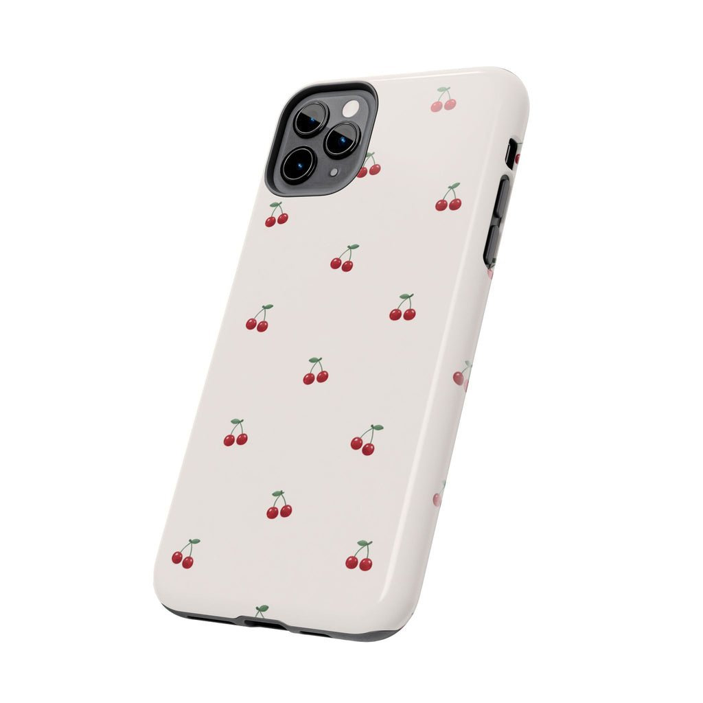 Cherry Pattern Tough Phone Case — Durable Cute Fruit Phone Cover