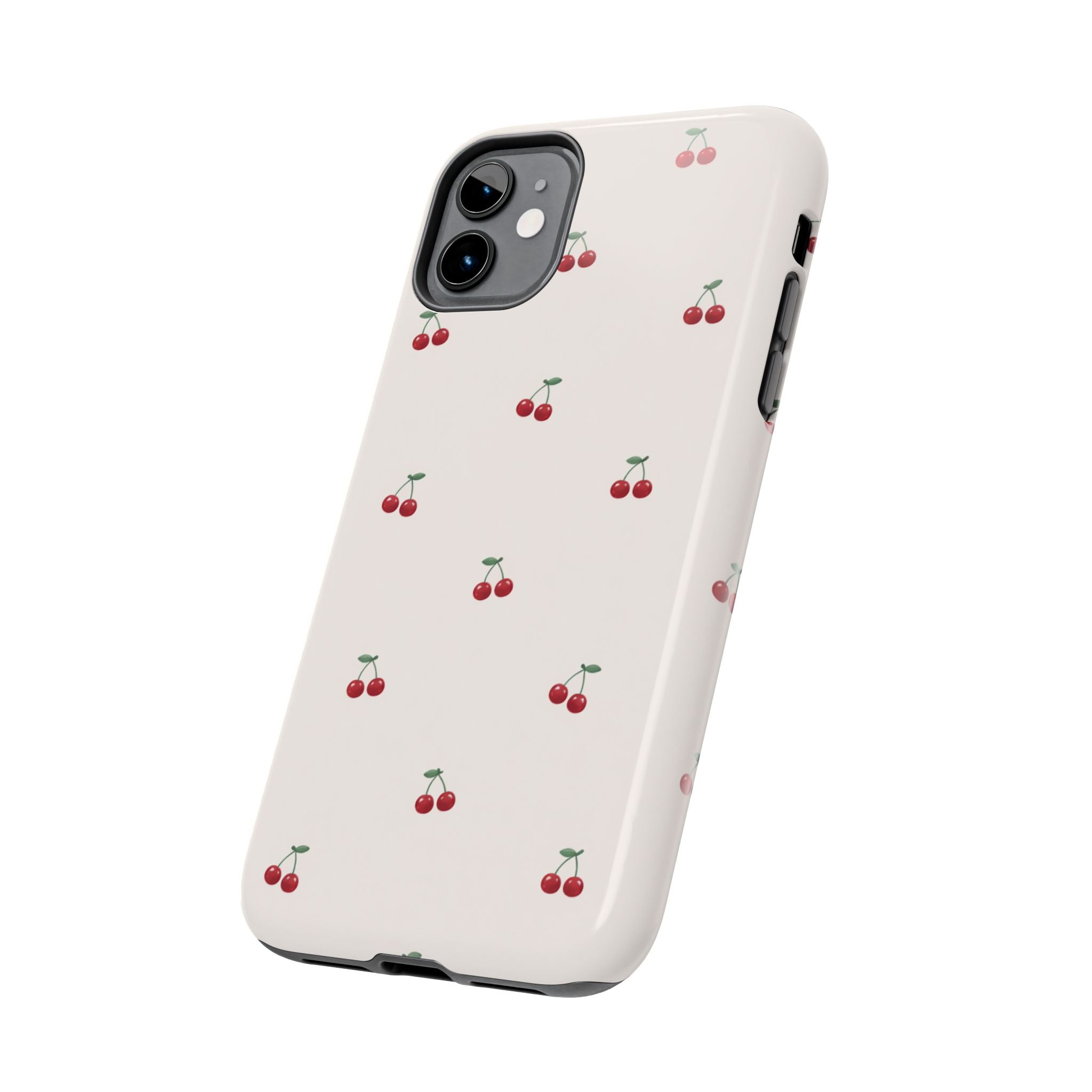 Cherry Pattern Tough Phone Case — Durable Cute Fruit Phone Cover