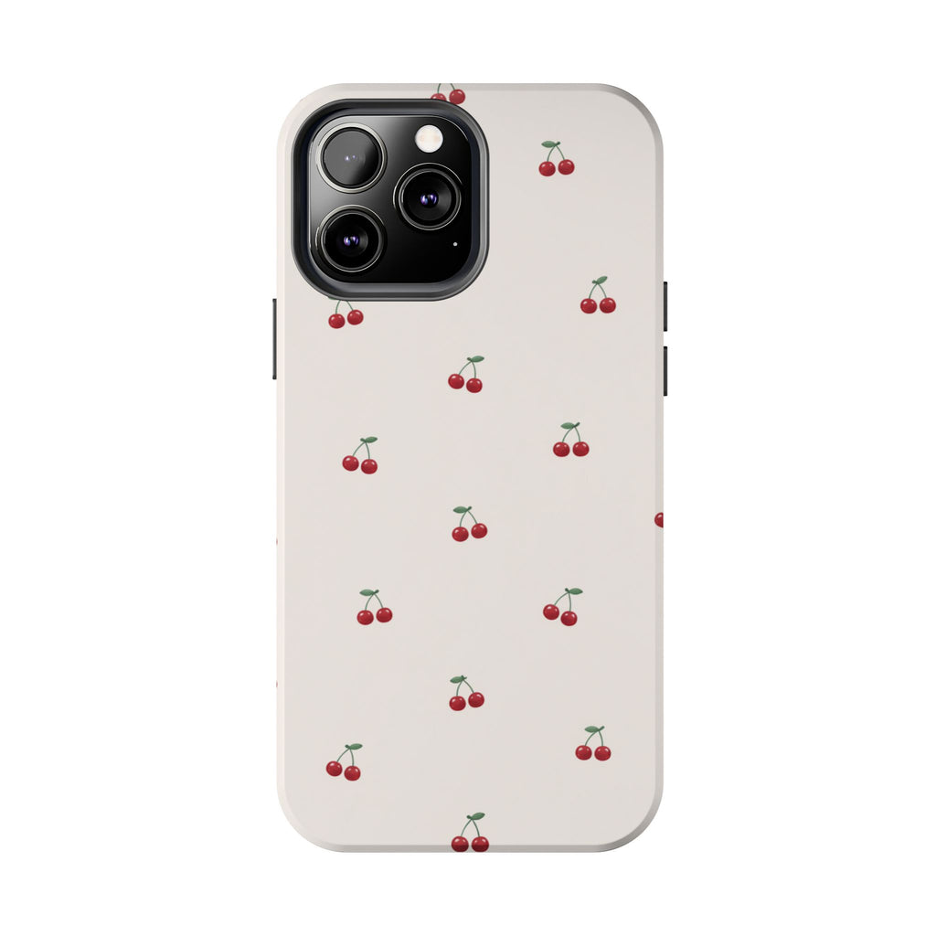 Cherry Pattern Tough Phone Case — Durable Cute Fruit Phone Cover