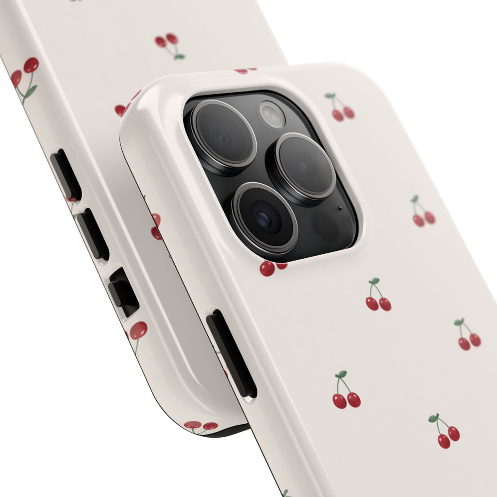 Cherry Pattern Tough Phone Case — Durable Cute Fruit Phone Cover