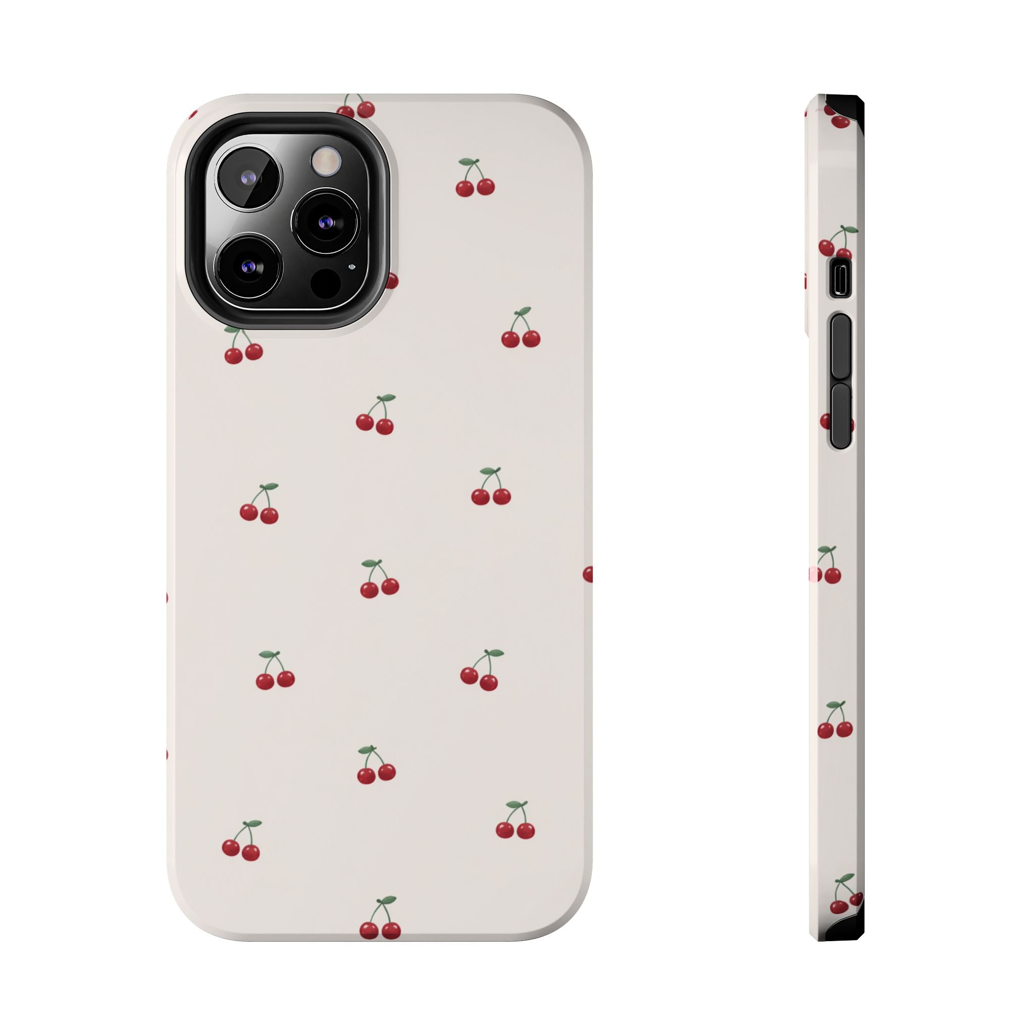 Cherry Pattern Tough Phone Case — Durable Cute Fruit Phone Cover