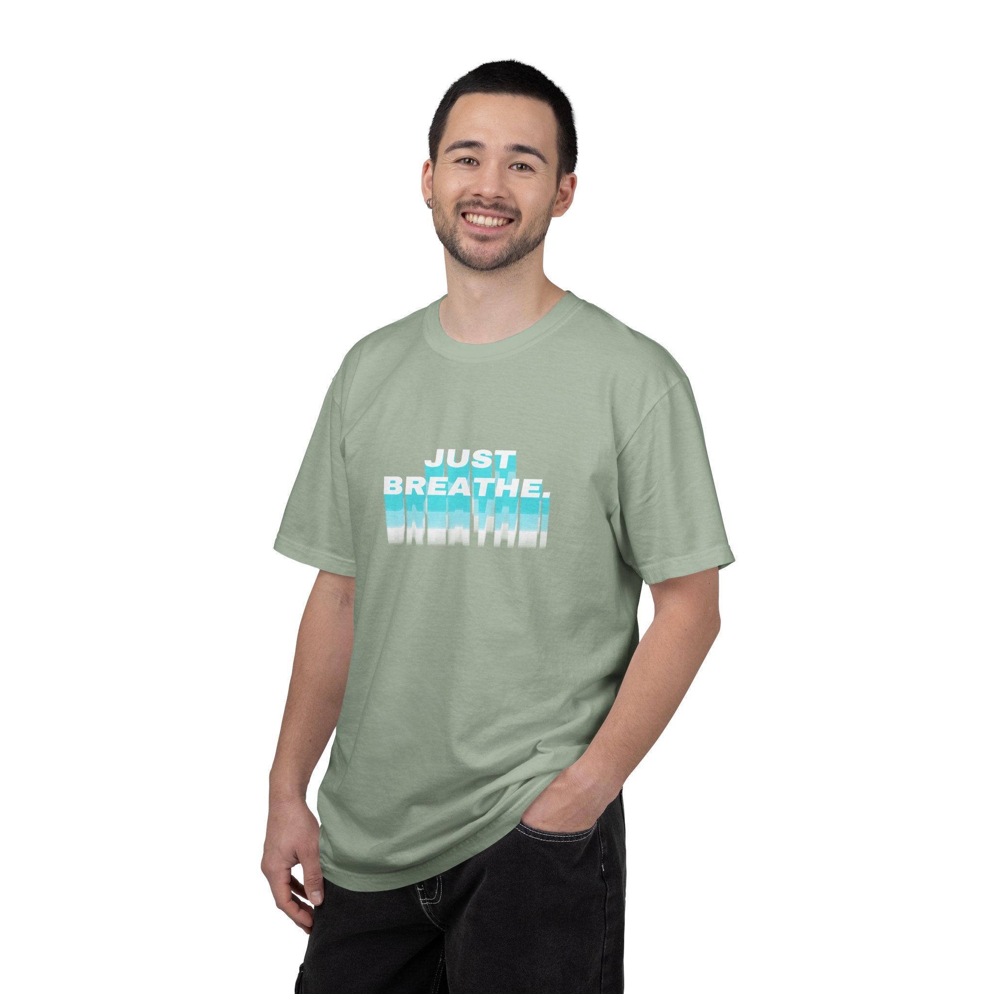Breathe Graphic T-Shirt — Chill Ocean Blue Typography Tee