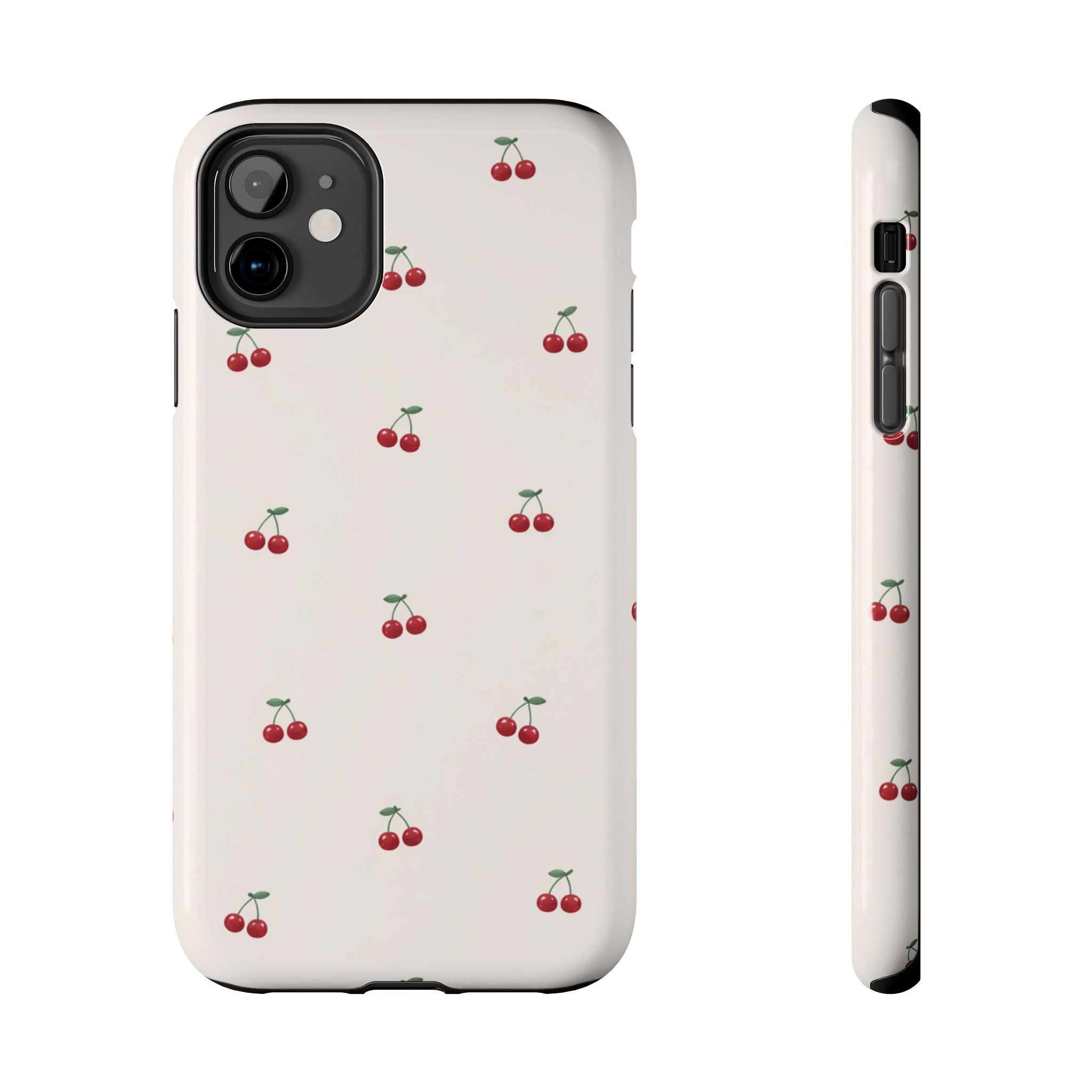 Cherry Pattern Tough Phone Case — Durable Cute Fruit Phone Cover
