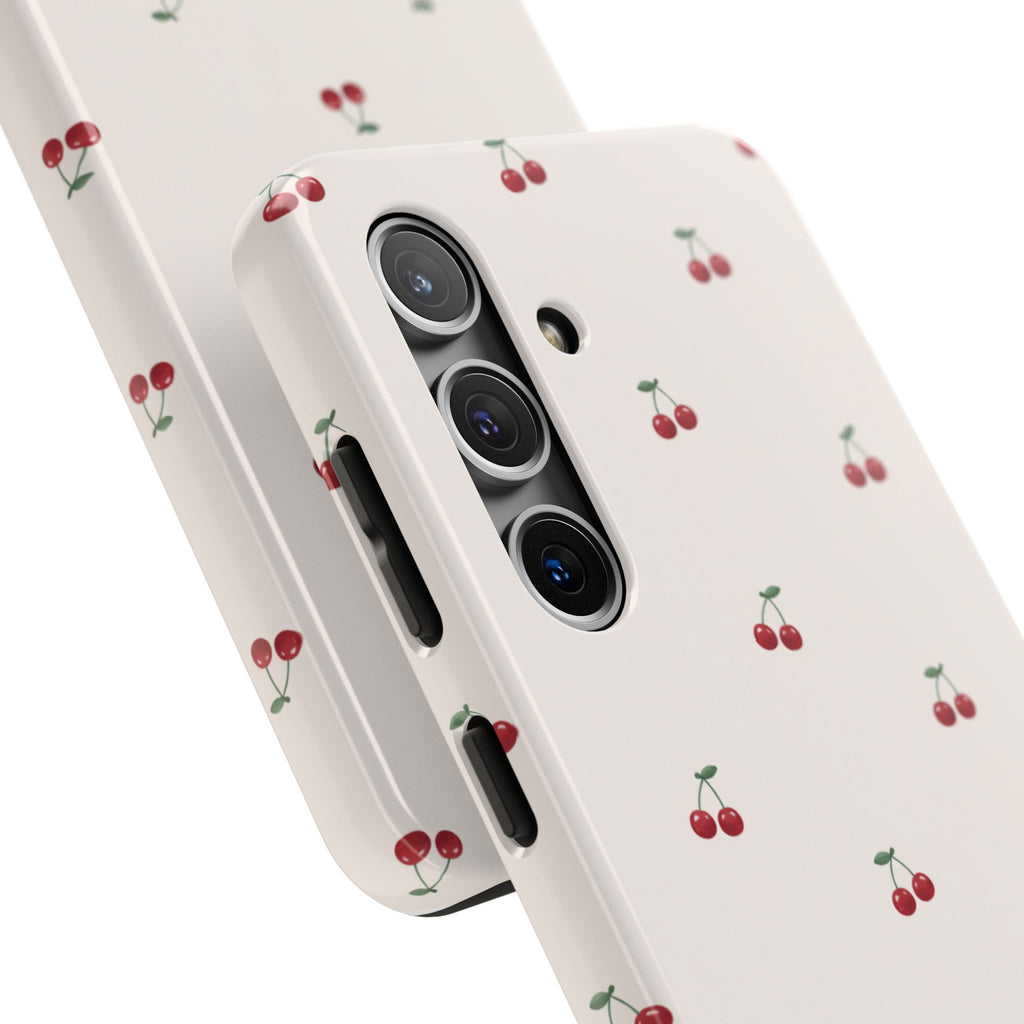 Cherry Pattern Tough Phone Case — Durable Cute Fruit Phone Cover
