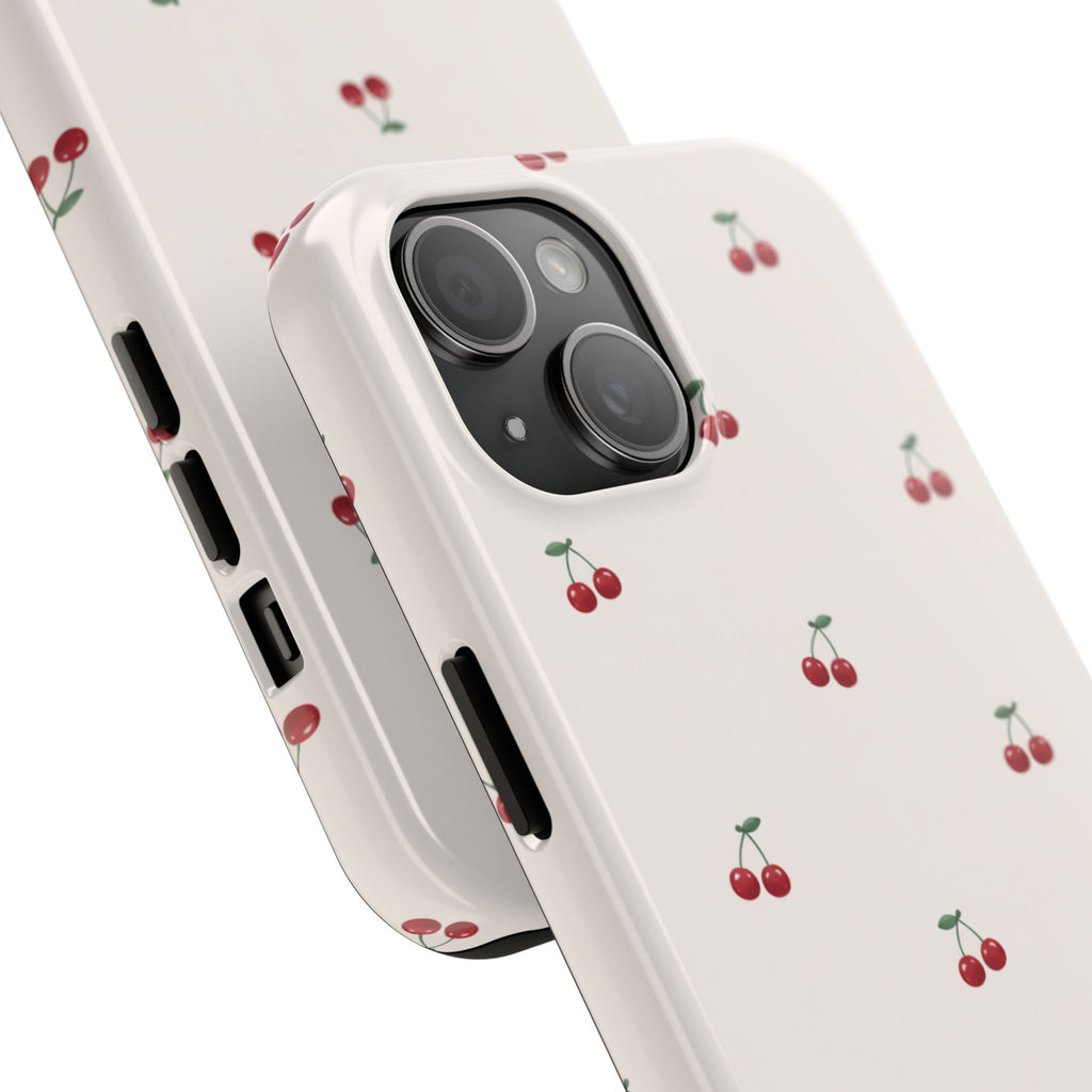 Cherry Pattern Tough Phone Case — Durable Cute Fruit Phone Cover