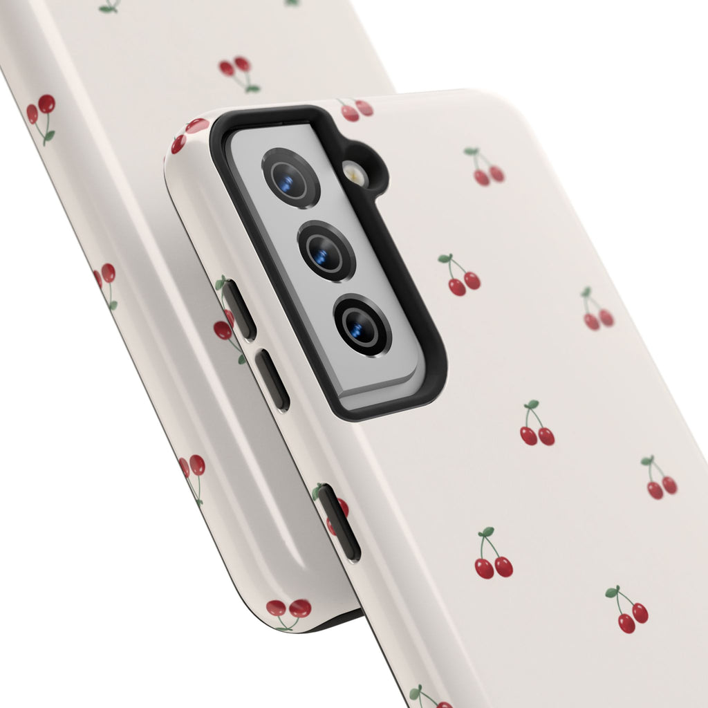 Cherry Pattern Tough Phone Case — Durable Cute Fruit Phone Cover