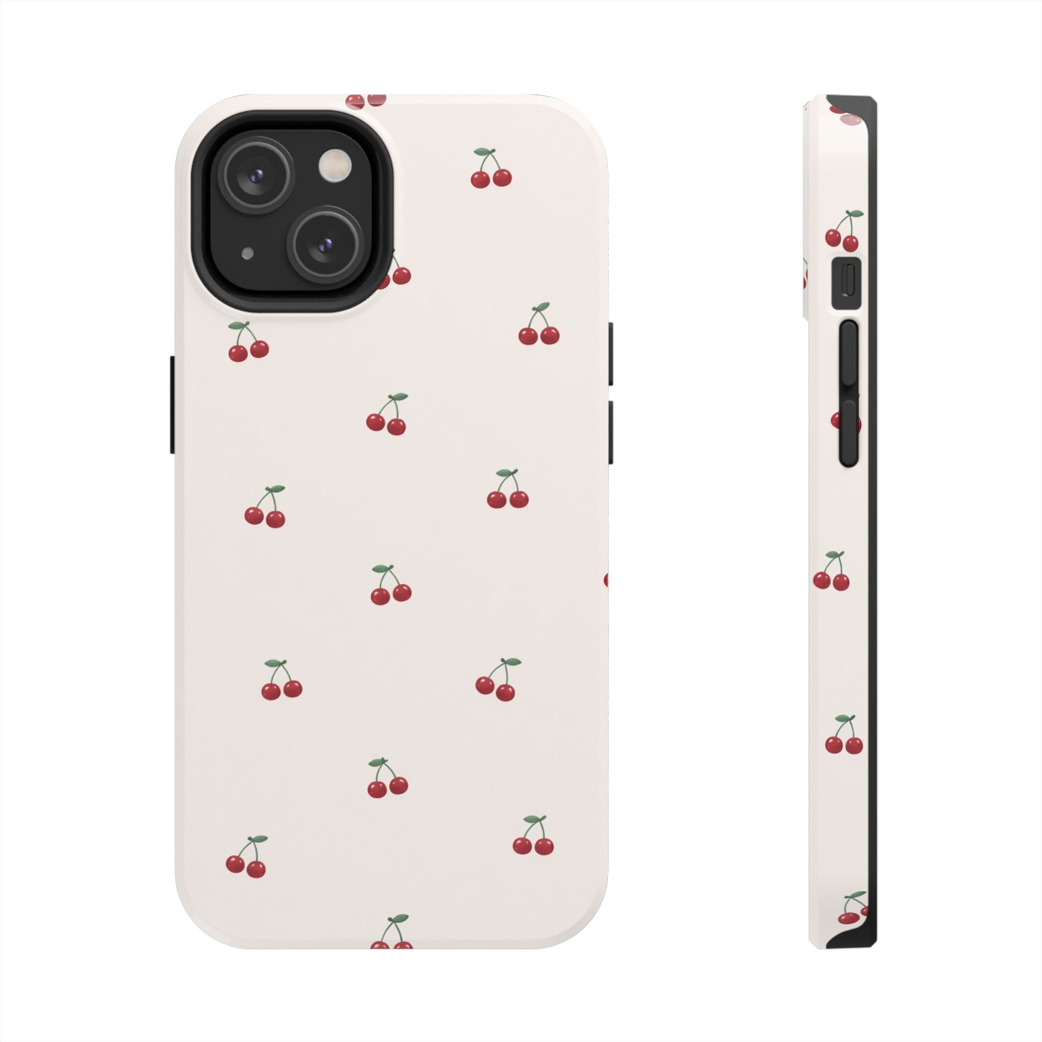Cherry Pattern Tough Phone Case — Durable Cute Fruit Phone Cover