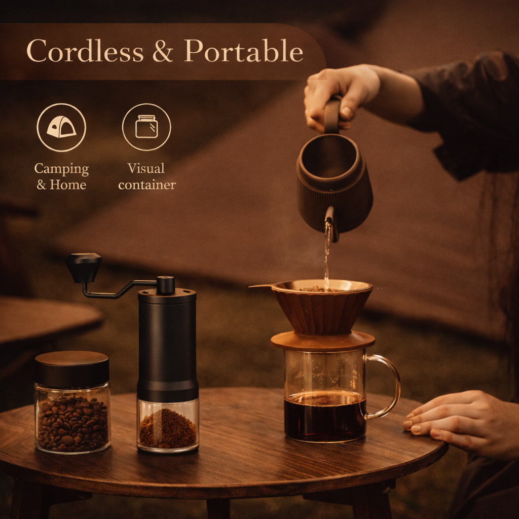 Manual Coffee Grinder — Glass Jar Edition