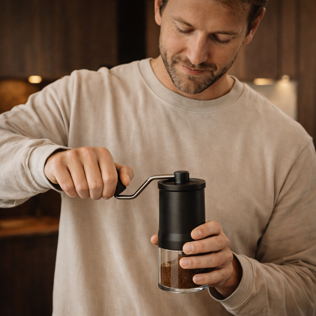 Manual Coffee Grinder — Glass Jar Edition