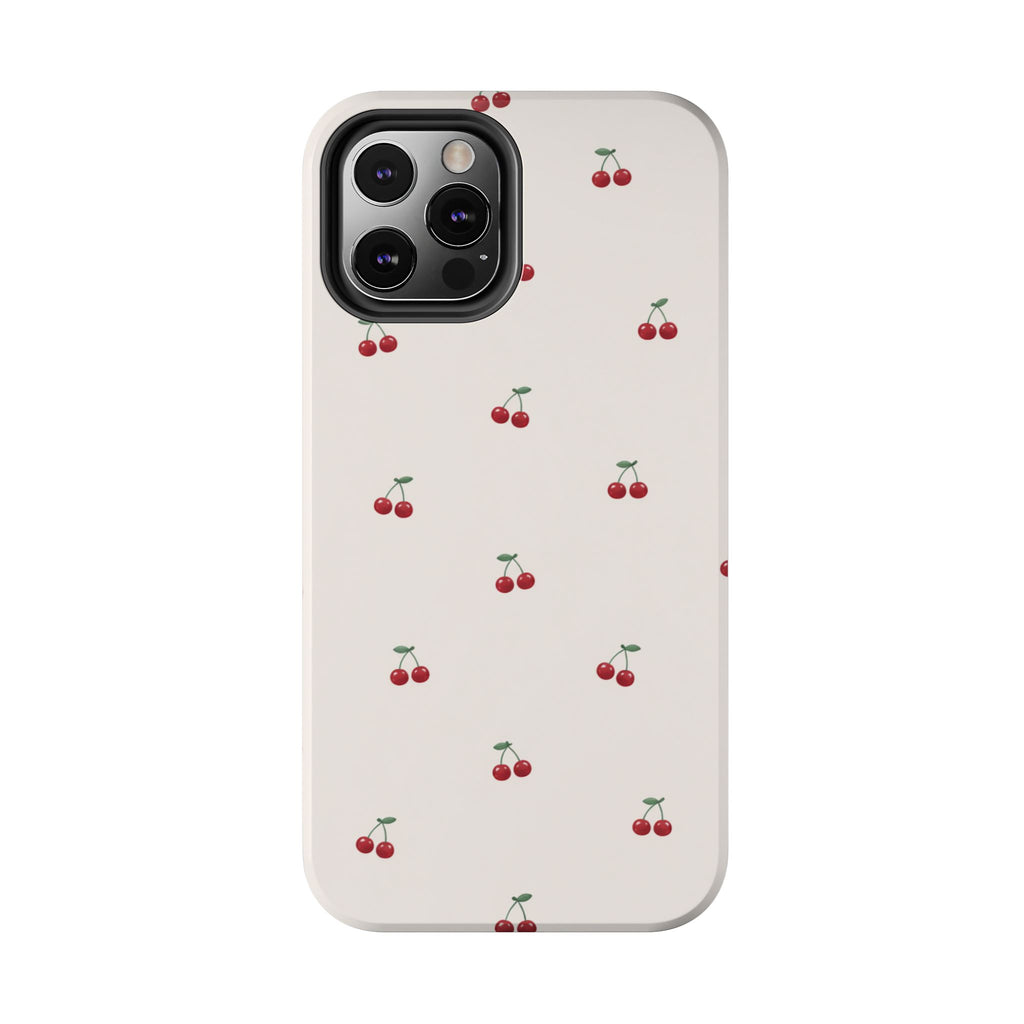Cherry Pattern Tough Phone Case — Durable Cute Fruit Phone Cover