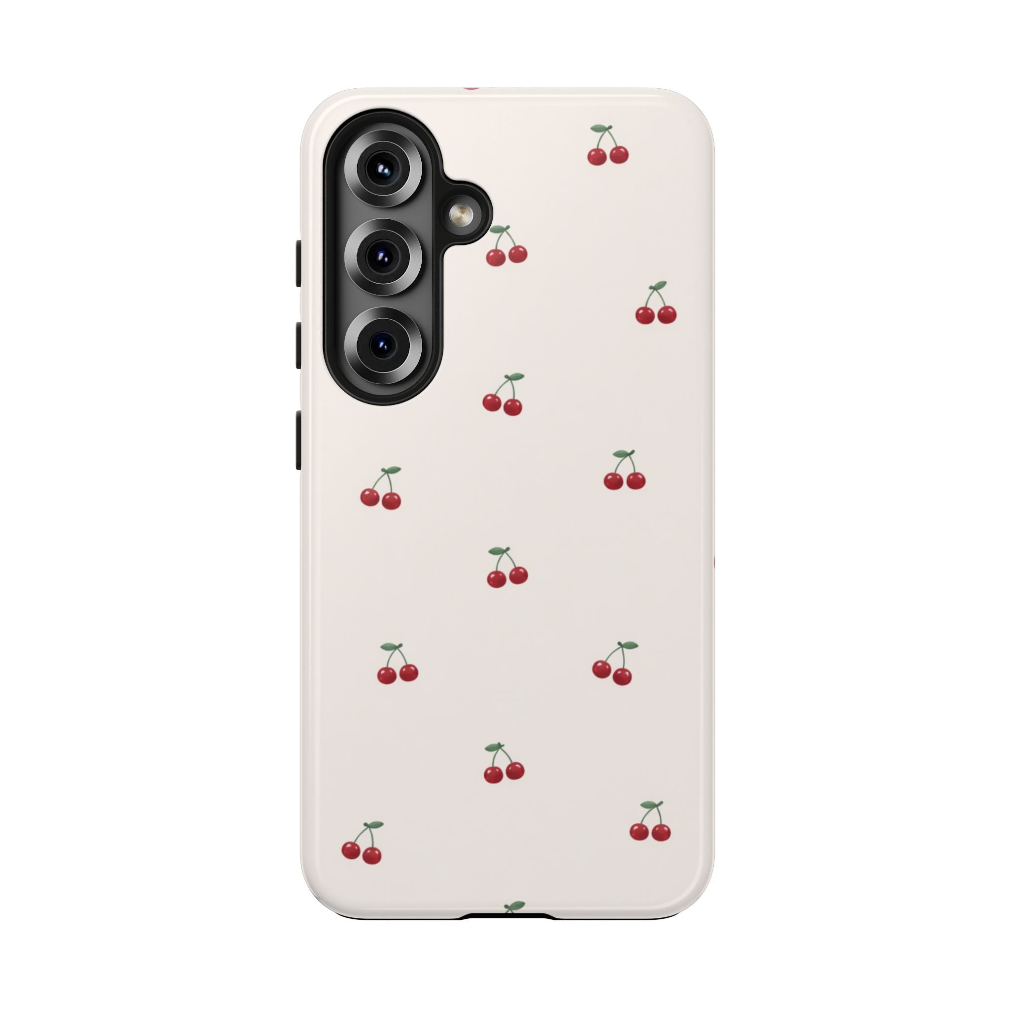Cherry Pattern Tough Phone Case — Durable Cute Fruit Phone Cover